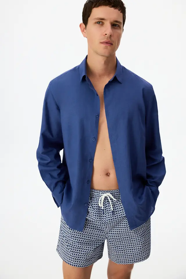PENTI Men's Countty Club Geometric Print Swim Shorts