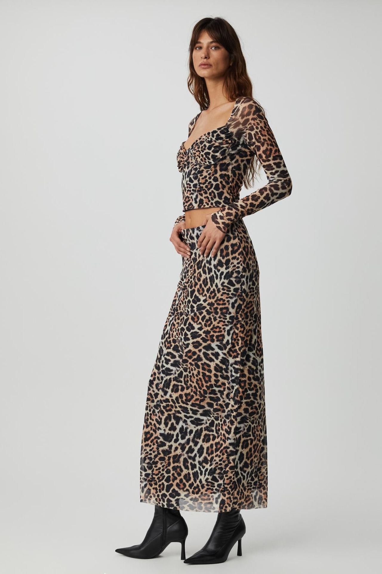 GRIMELANGE High Waist Leopard Maxi Skirt 3