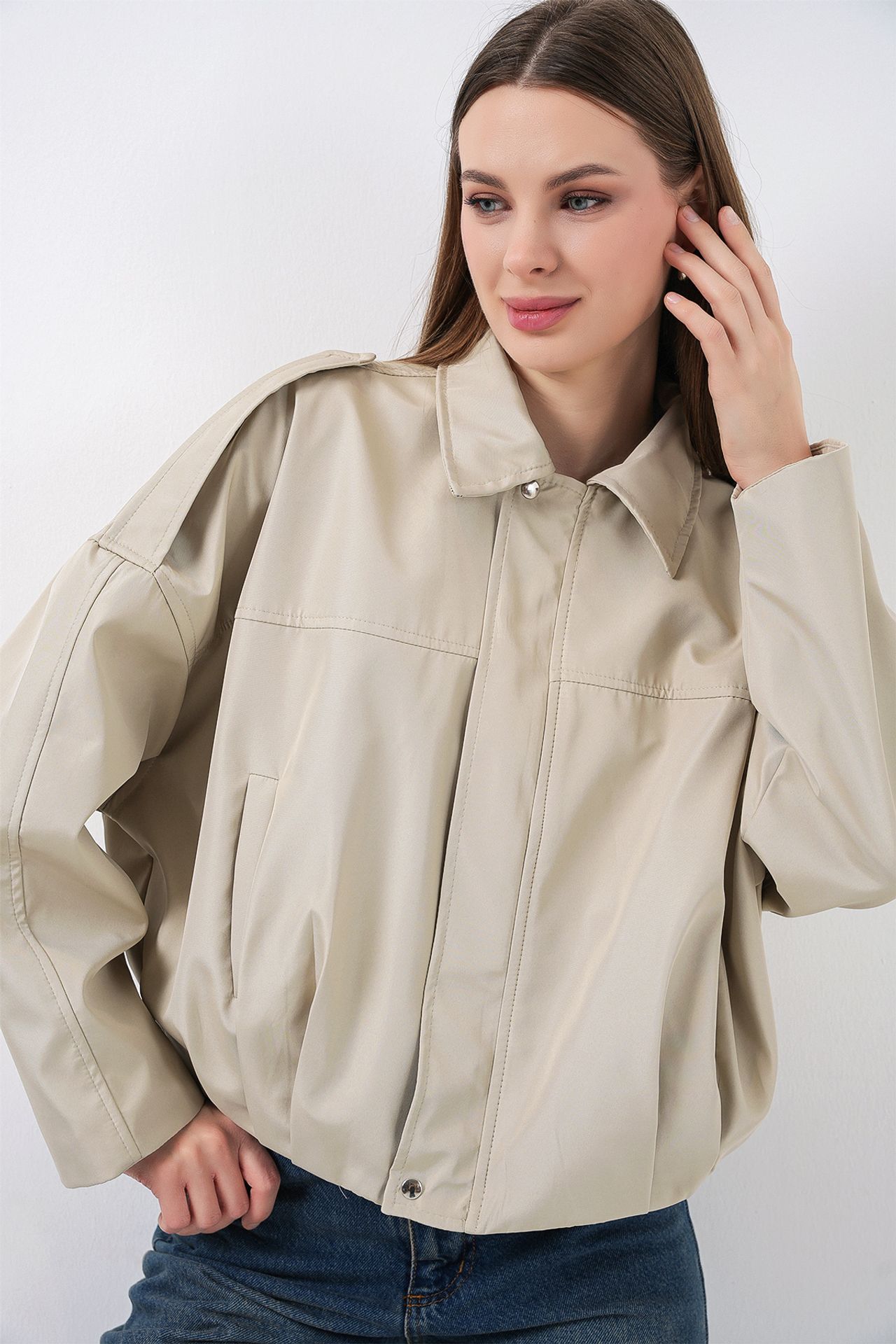BDART Gabardine Bomber Jacket with Zipper Closure 5