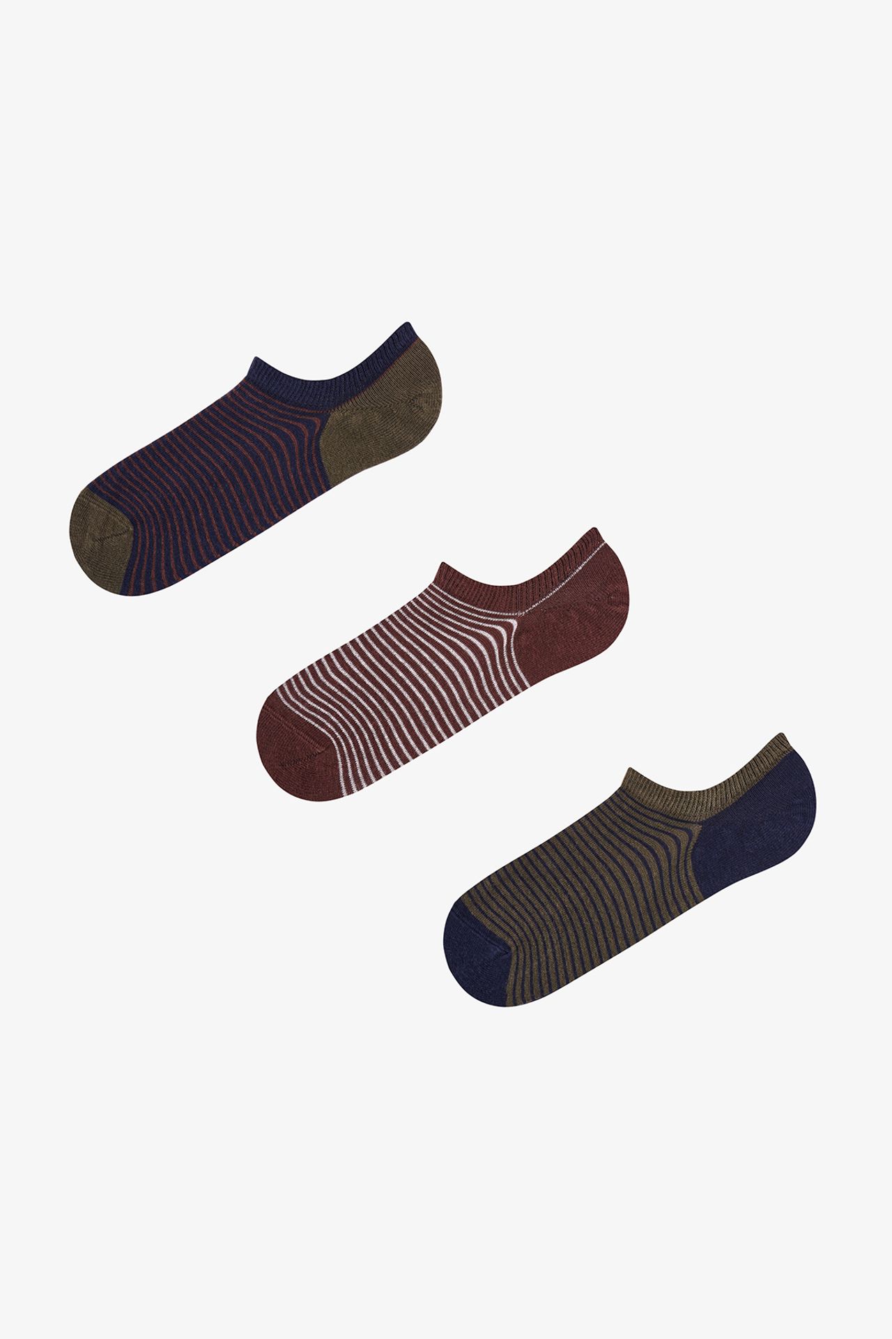 PENTI Men's Below Surface Striped Pair Sneaker Socks 1