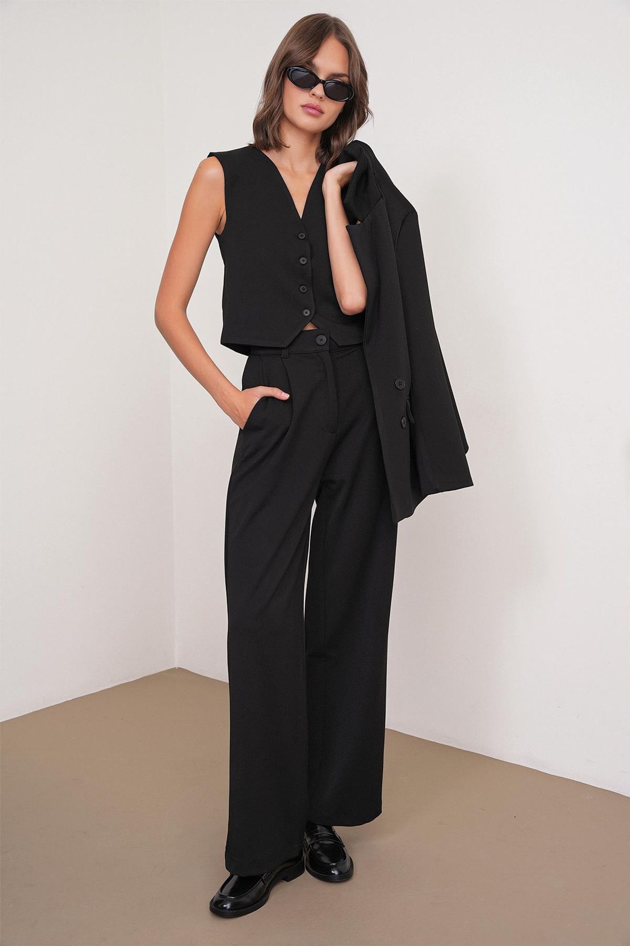 Mixray Pleated Palazzo Pants with Pockets 2