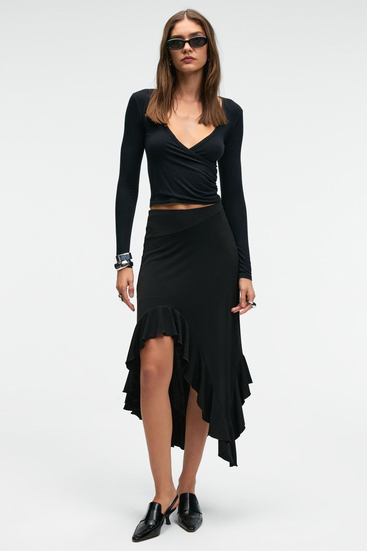 GRIMELANGE High Waist A-Line Midi Skirt 2
