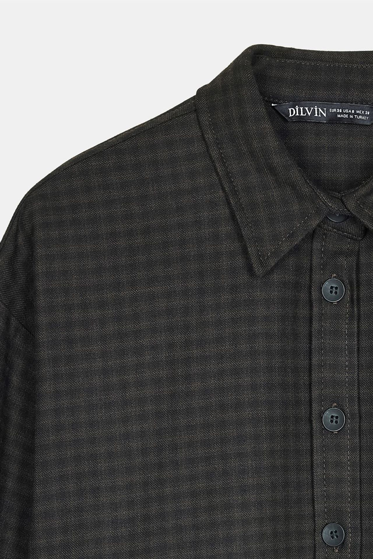 DILVIN Oversized Long-sleeve Micro-pattern Shirt 7