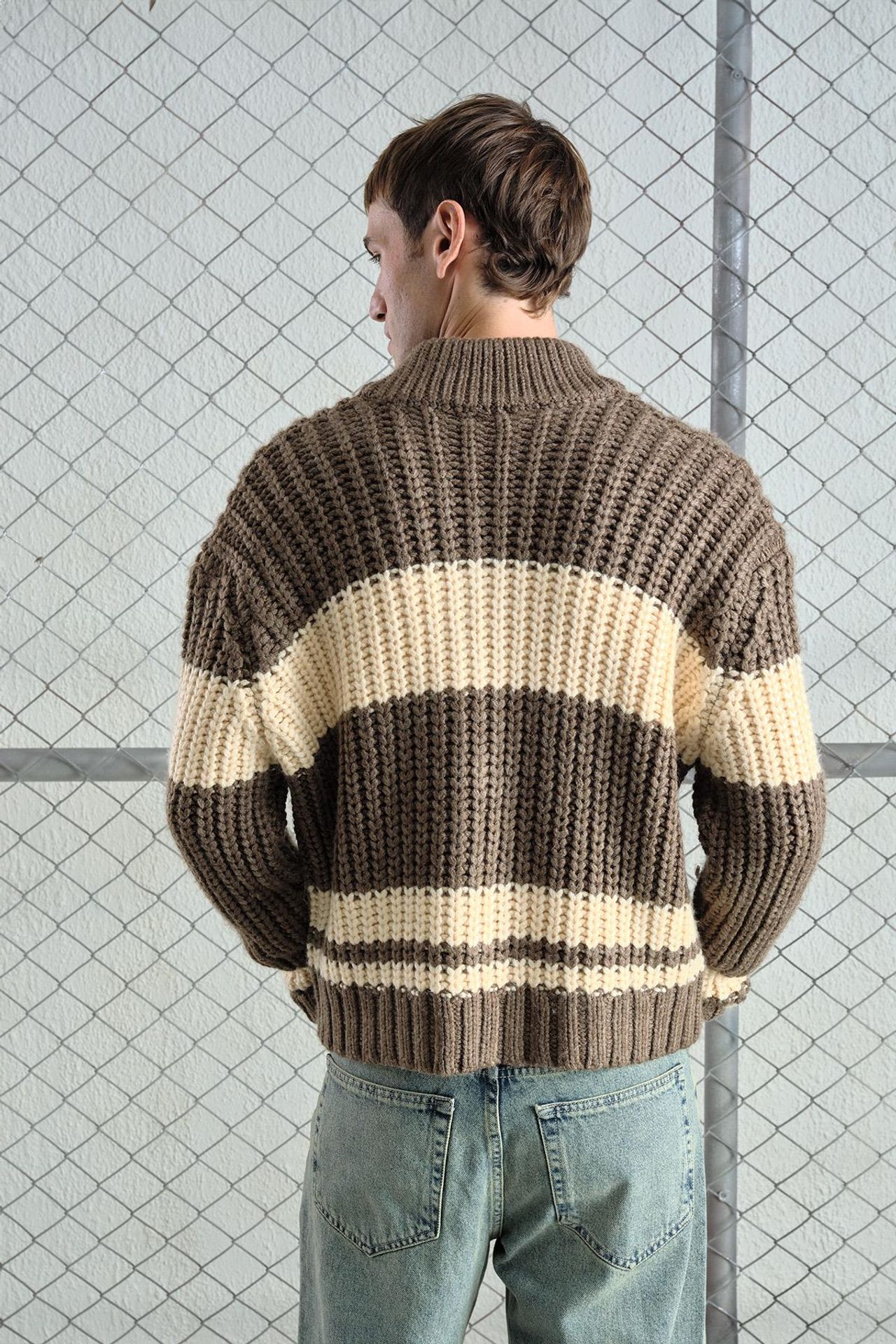 GIESTO Regular Fit Striped Knitwear Sweater with Zipper Collar 2