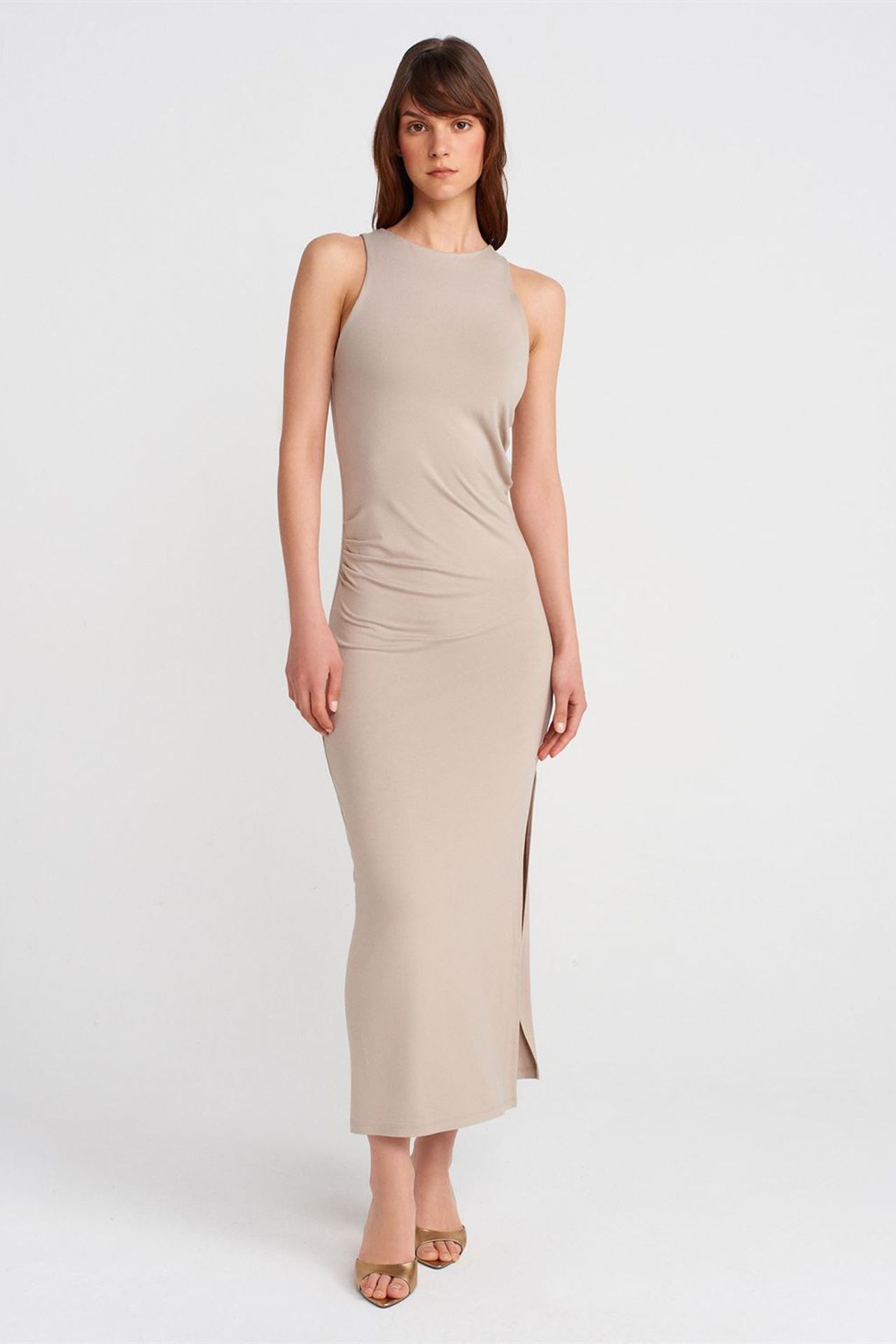DILVIN Sleeveless Bodycon Maxi Dress With Slit 1