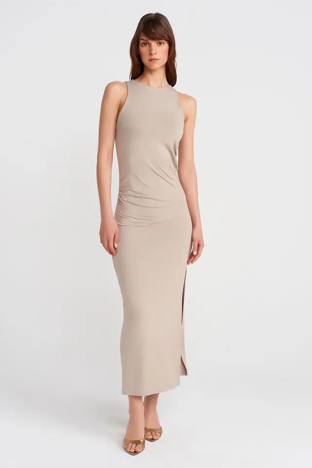 DILVIN Sleeveless Bodycon Maxi Dress With Slit