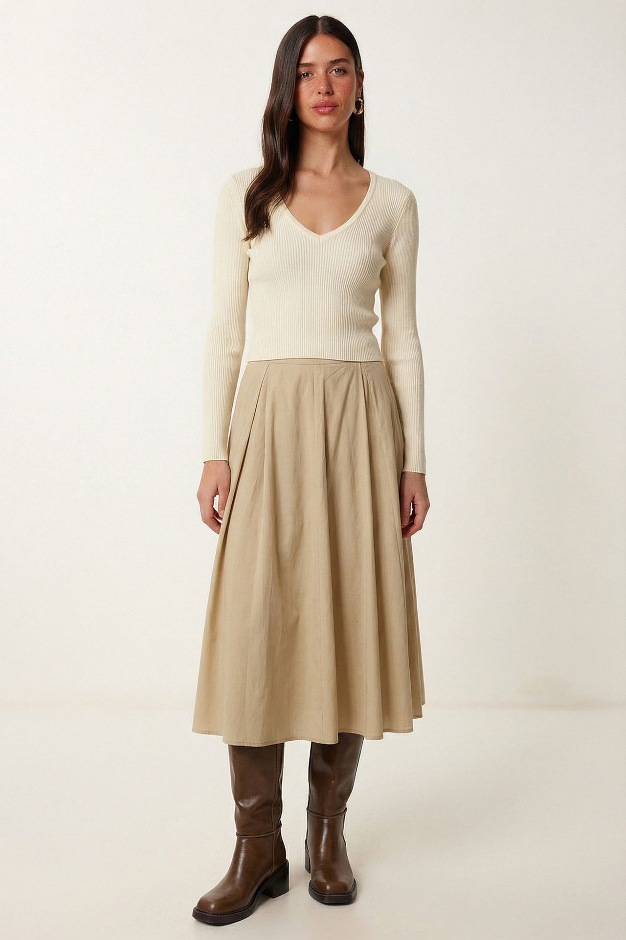 ISTANBUL High Waist A-Line Midi Skirt 2