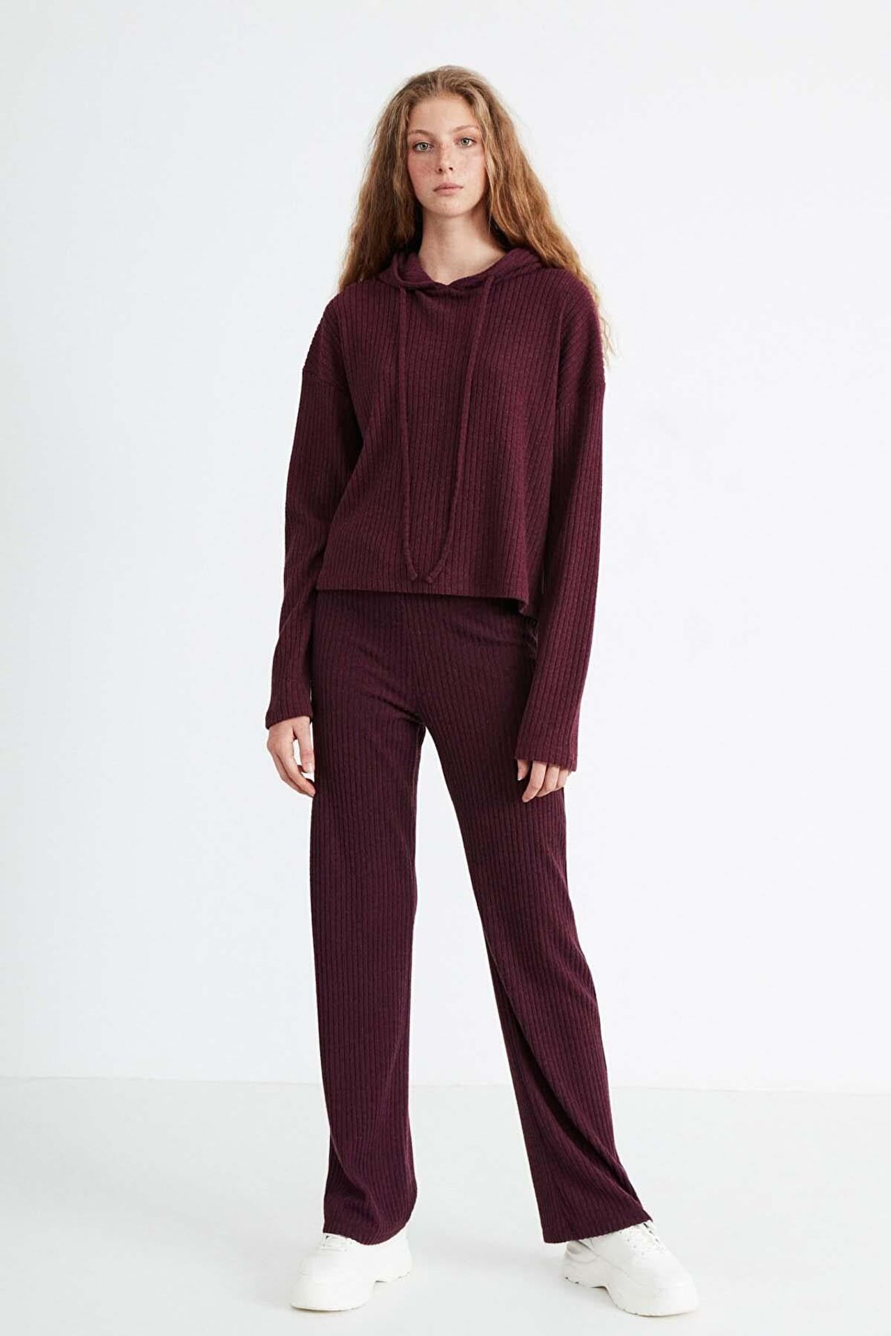 GRIMELANGE Düz Kapüşonlu Nervürlü Sweatshirt 5