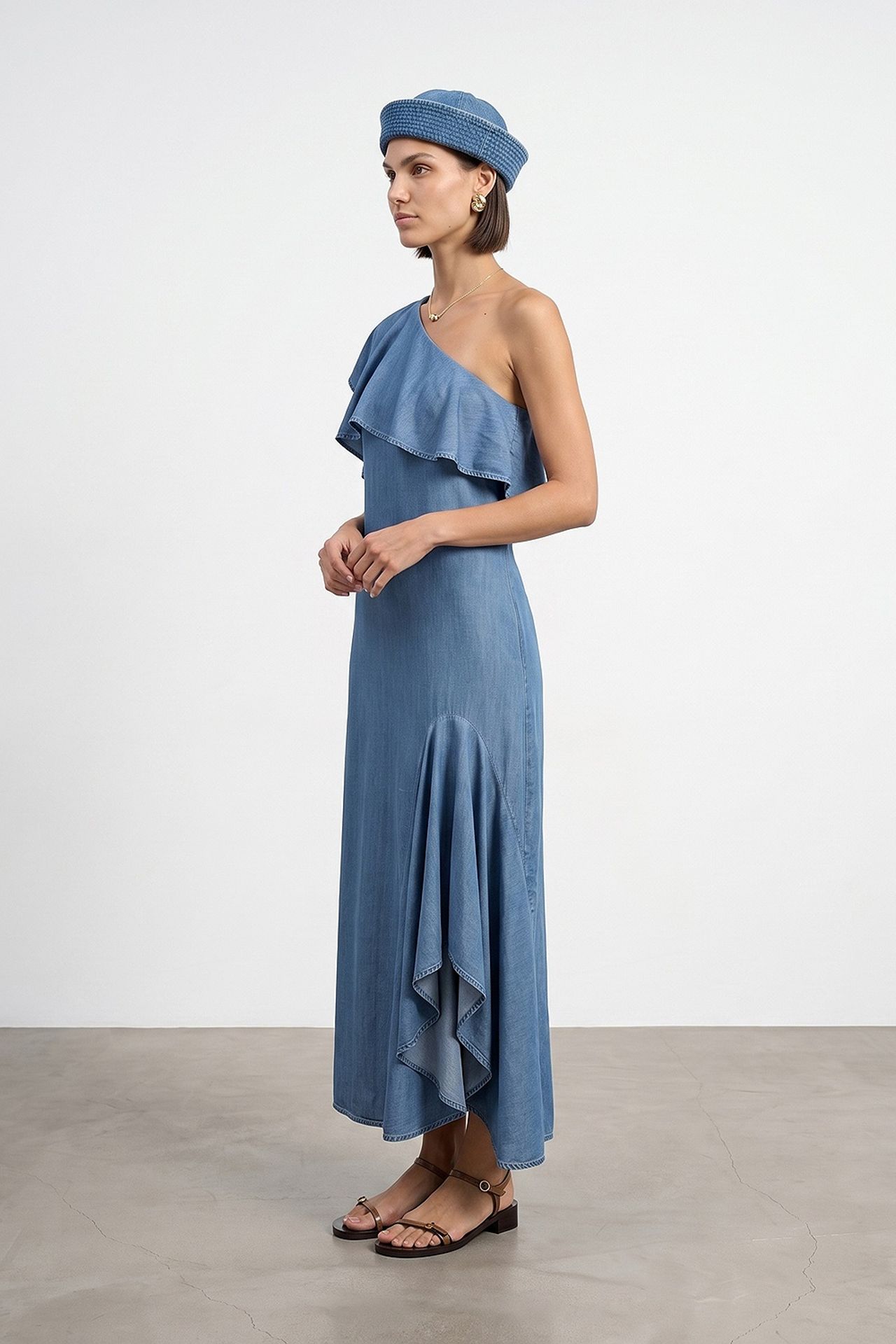 DILVIN Asymmetric One-Sleeve Maxi Dress 3