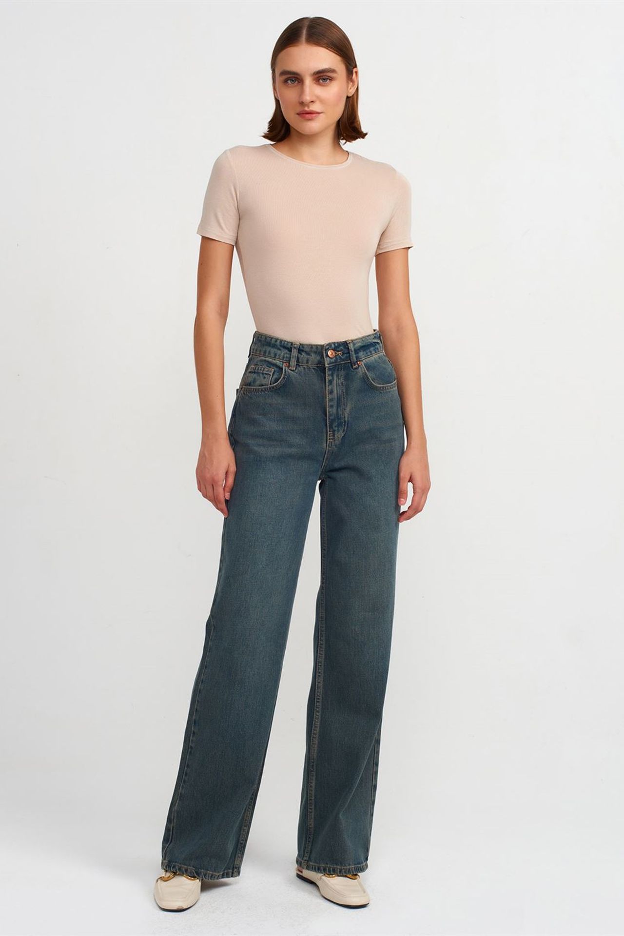 DILVIN Kadın Slim Fit Bisiklet Yaka Tişört 3