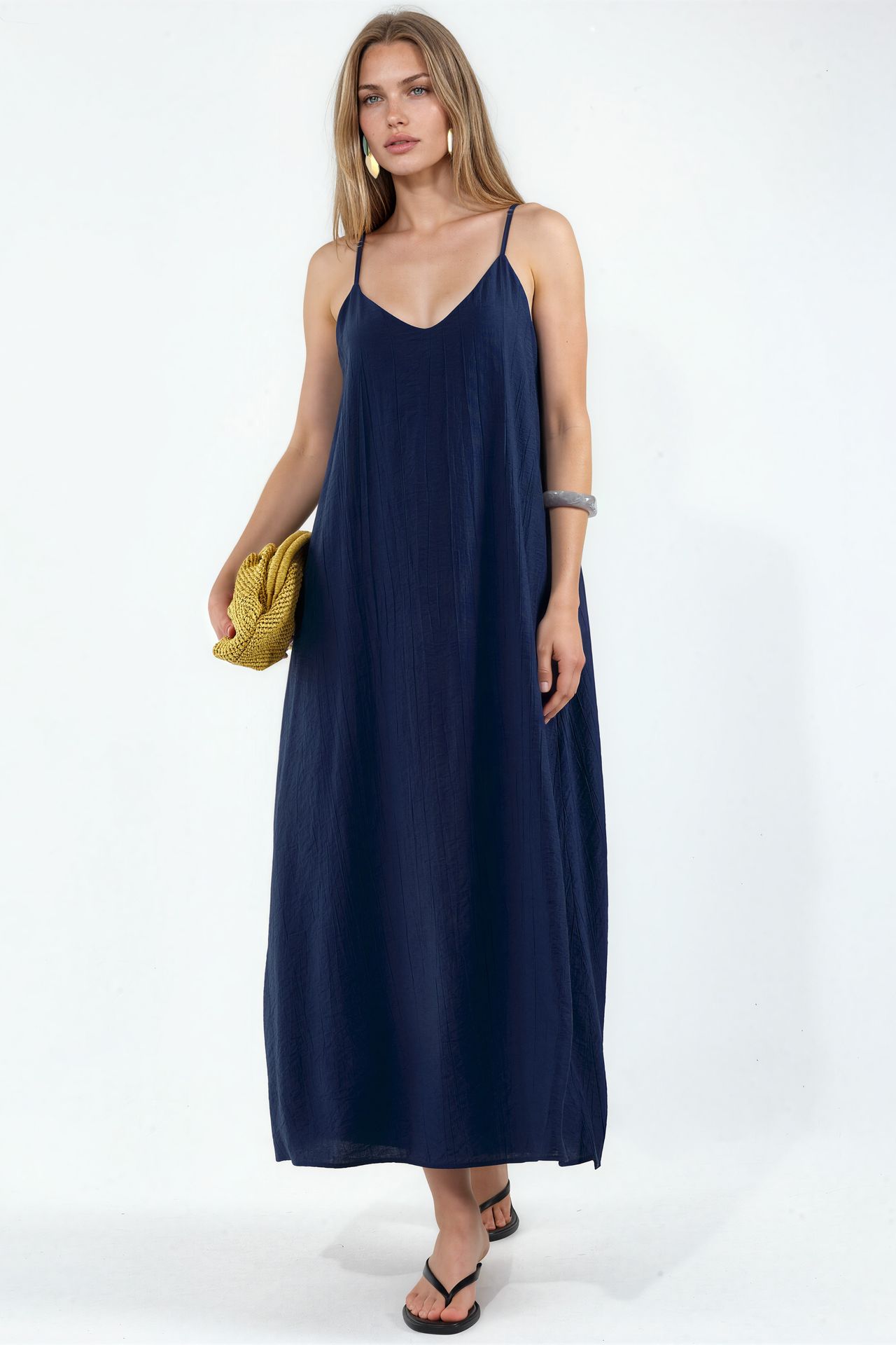 BUSEM Kadın Düz Maxi Slip Elbise 1