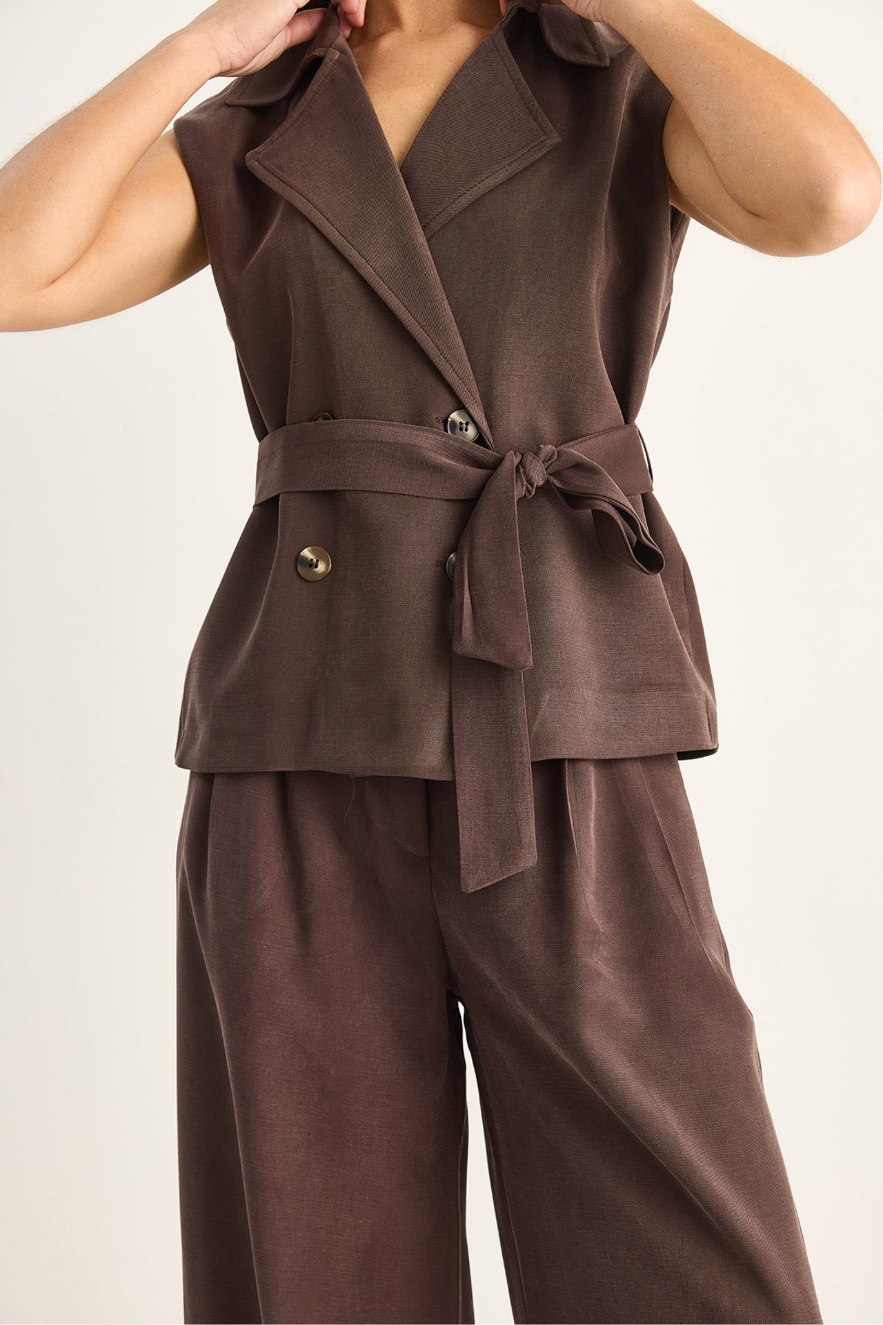 LUCCI High Waist Wide Leg Co-ord Set with Shawl Collar 6