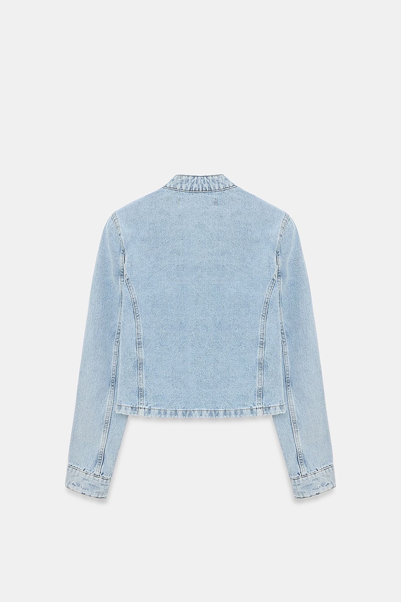 DILVIN Crop Denim Jacket With Mandarin Collar 6