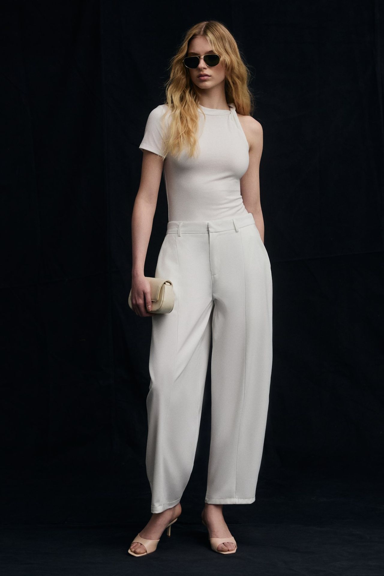 GRIMELANGE High Waist Pleated Wide Leg Trousers 2