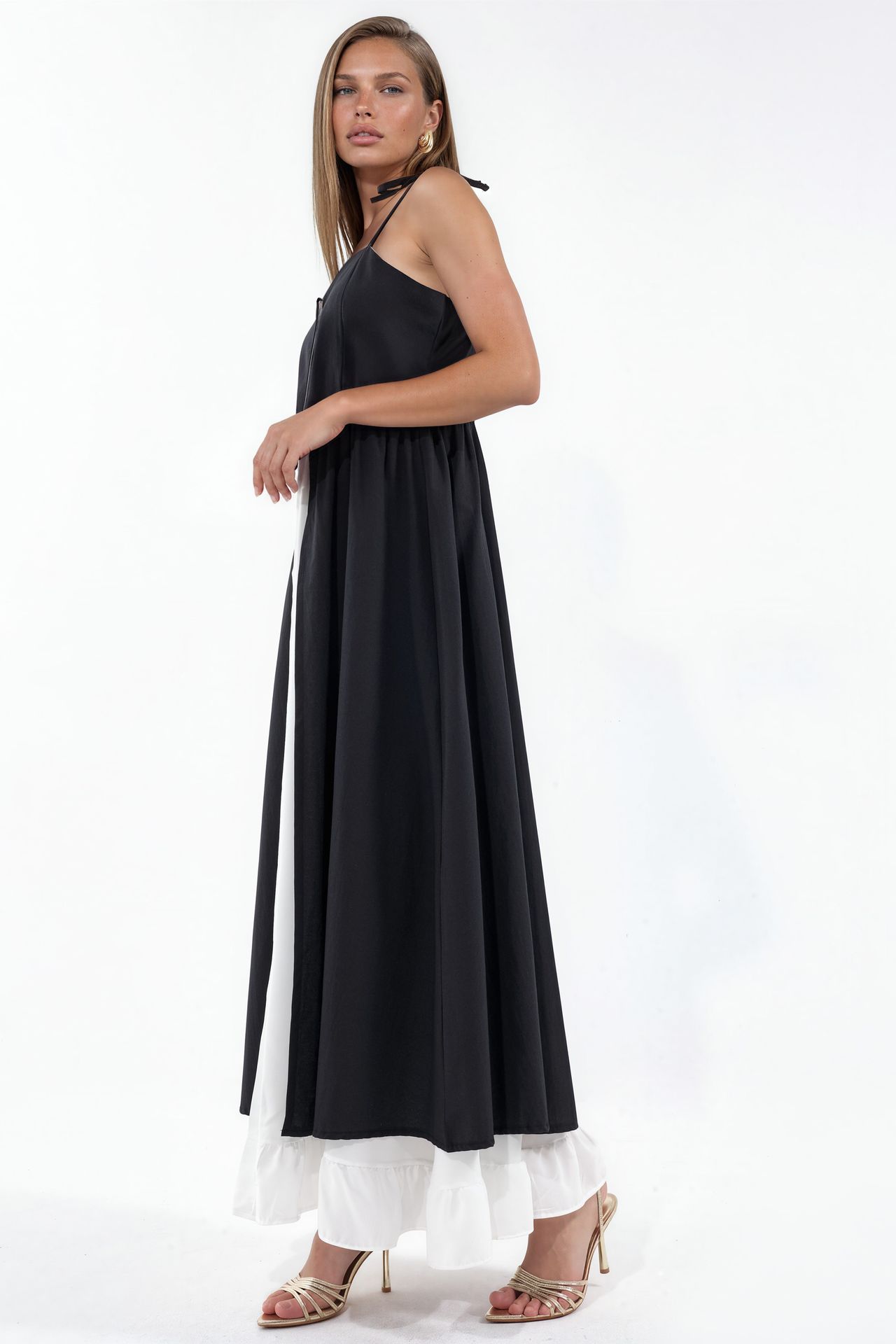 MSN Color-Blocked Square-Neck Maxi Dress 2