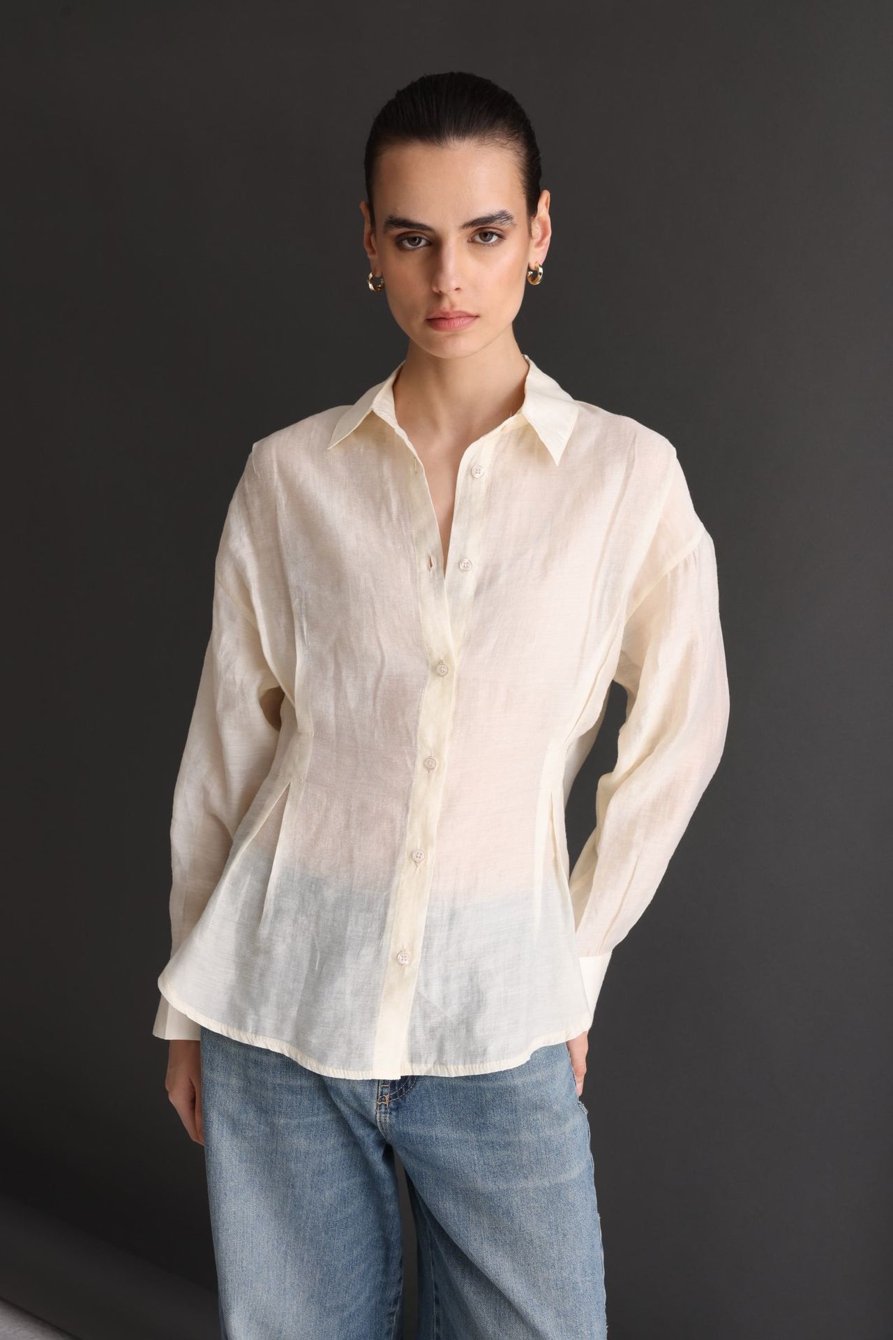 MIXRAY Fitted Textured Button-Up Shirt 3