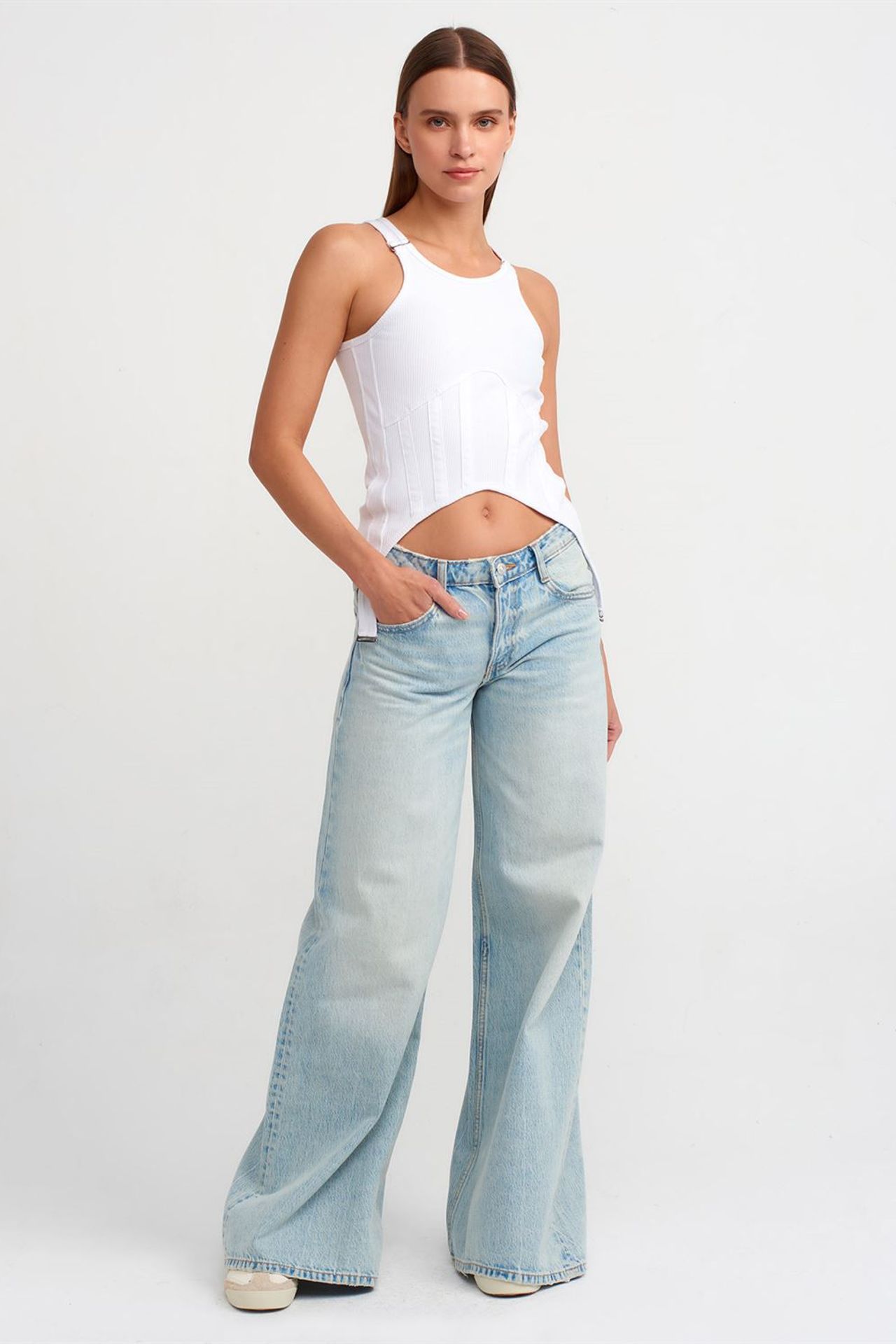 DILVIN Cotton Ribbed Zip Crop Corset Top 3