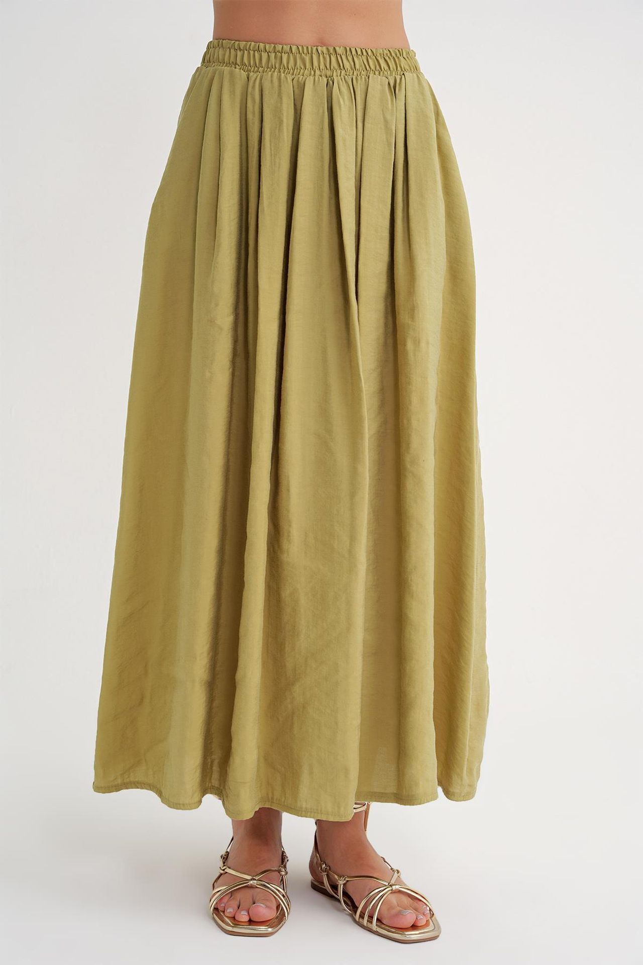 Mixray High Waist Maxi Skirt with Drawstring Waist 4