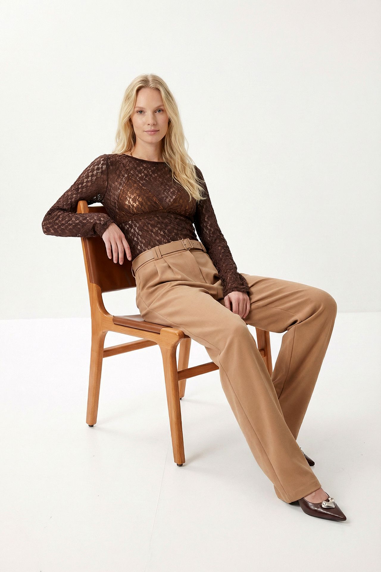ISTANBUL High Waist Wide Leg Trousers with Buckle 3