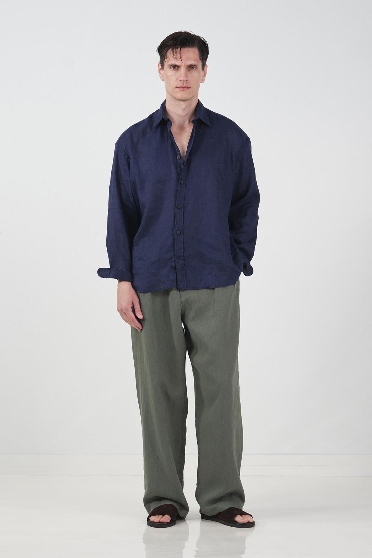 GIESTO Oversized Button-Up Shirt with Shirt Collar 1