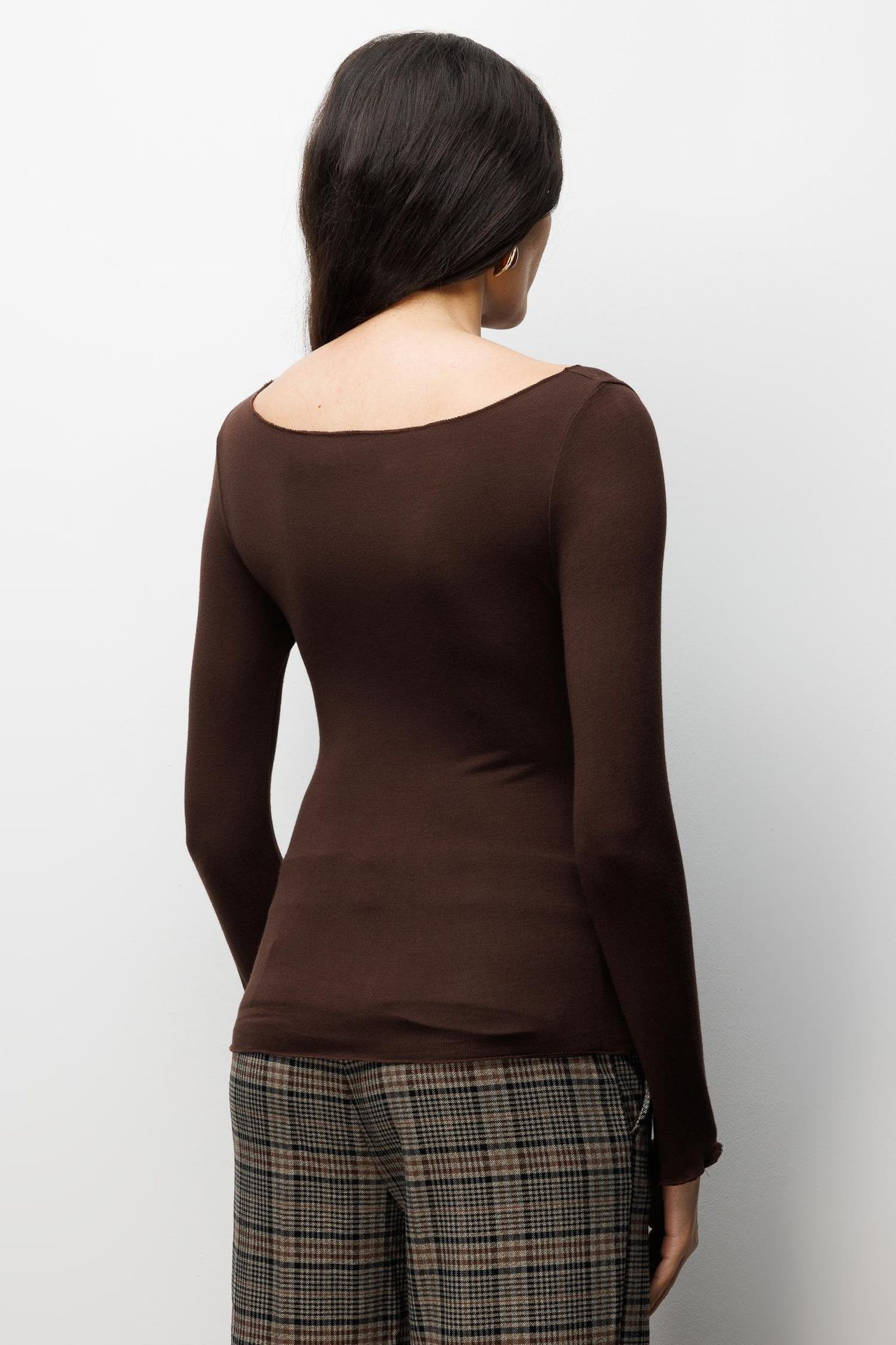 MIXRAY Slim Fit Boat Neck Blouse 4