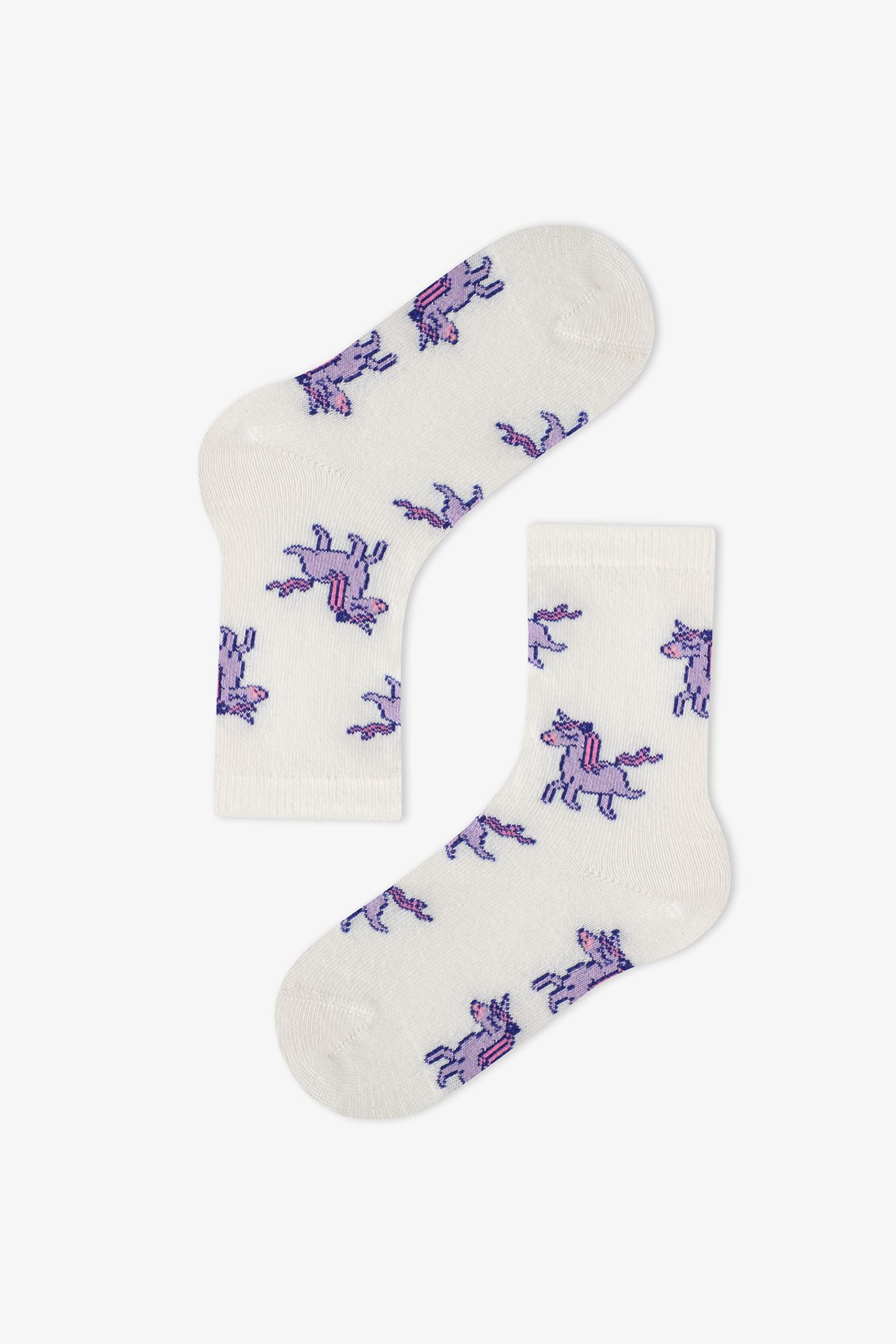 PENTI Girls' Loving Unicorn Pair Crew Socks 2