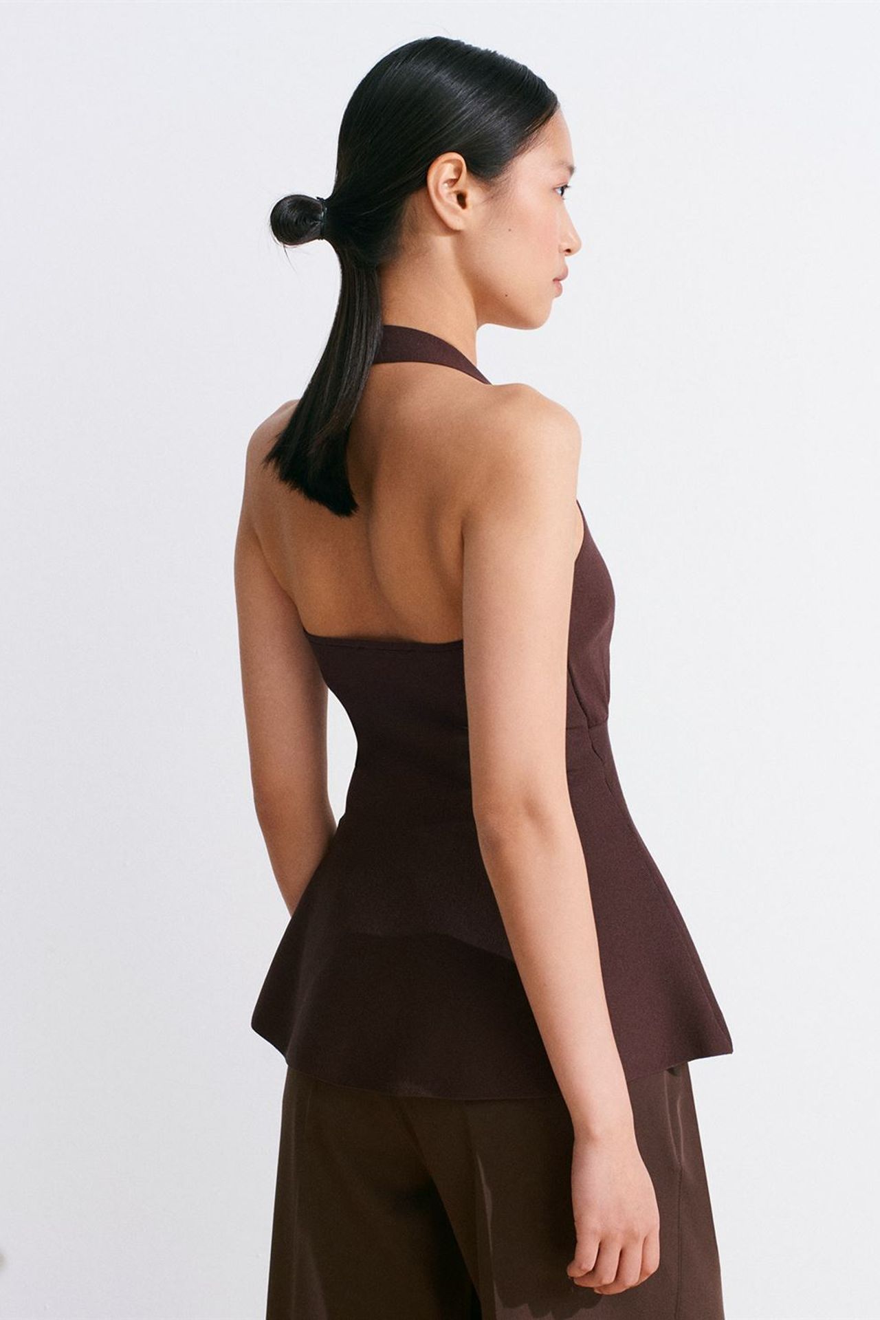 DILVIN Seamless Halter Peplum Blouse 2