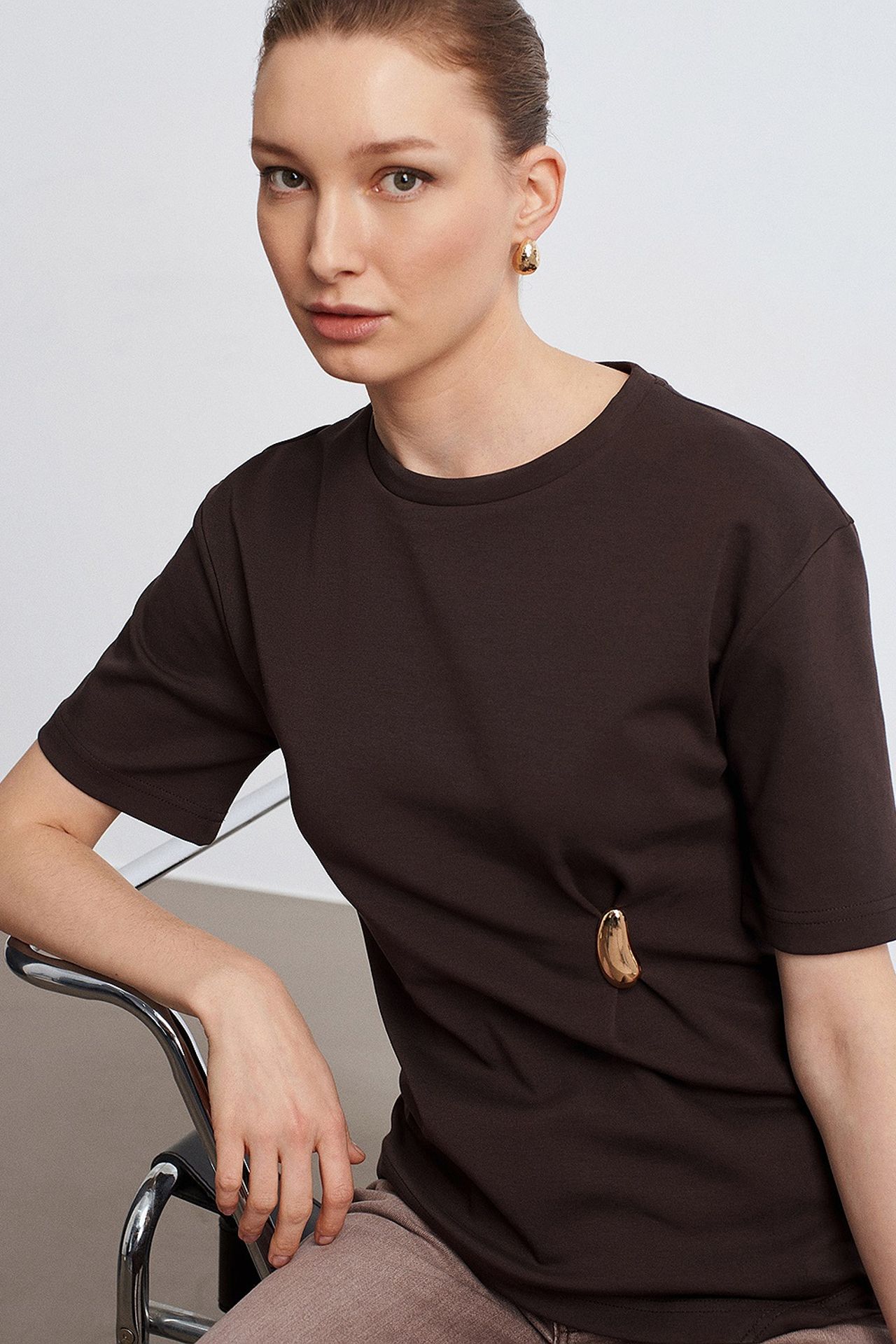 DILVIN Women's Crew Neck Short-sleeve Jersey T-shirt 2