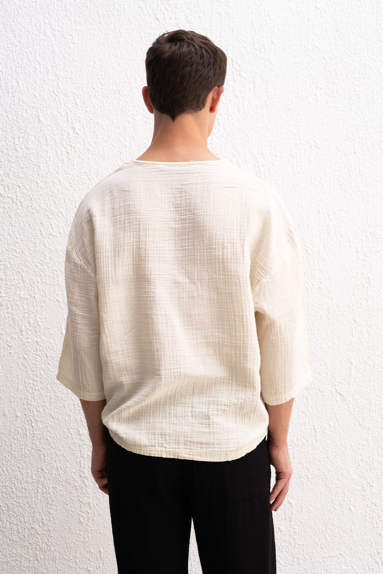 GIESTO Muslin Crew Neck Long Sleeve T-Shirt 4
