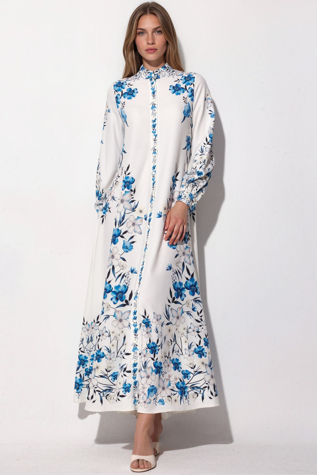 MSN Floral Belted Maxi Shirt Dress 5