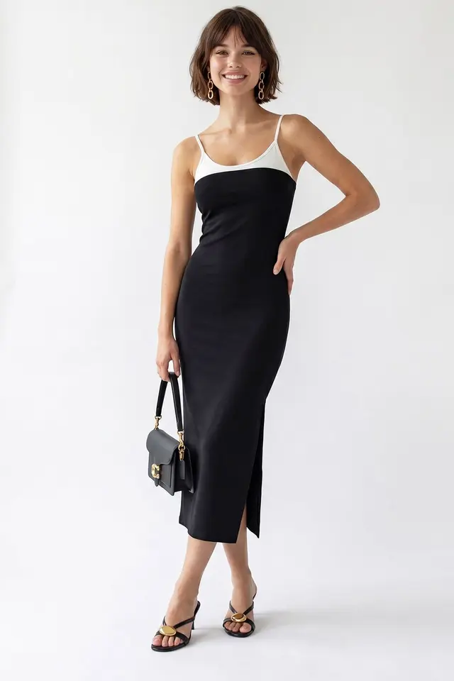 MIXRAY Sleeveless Bodycon Midi Dress With Slit