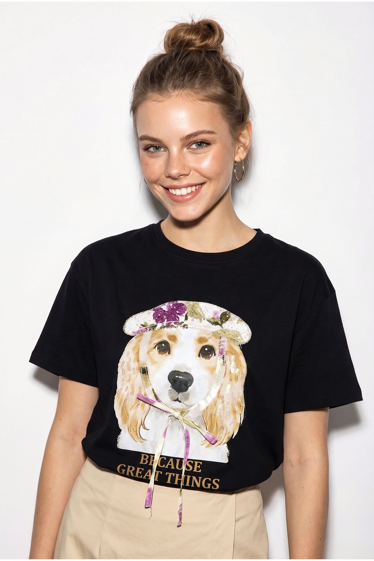 LUCCI Sequin Printed Crew Neck T-Shirt 1