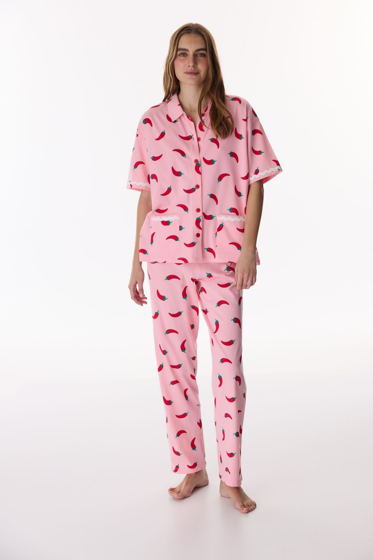 PENTI Just Chill Shirt Food Patterned Lace Short-Sleeve Pyjama Set 2
