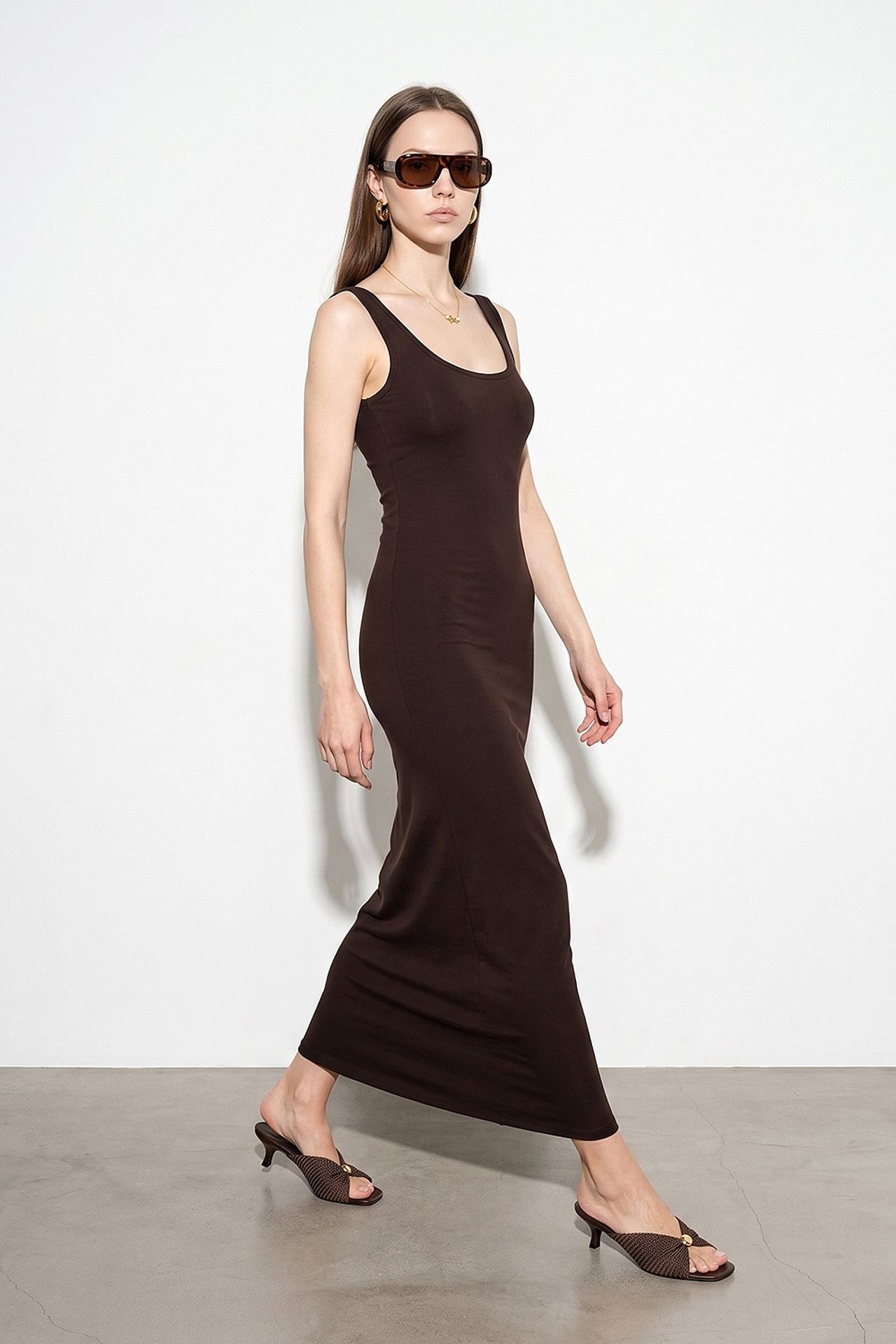 DILVIN Kolsuz Bodycon Midi Elbise 1