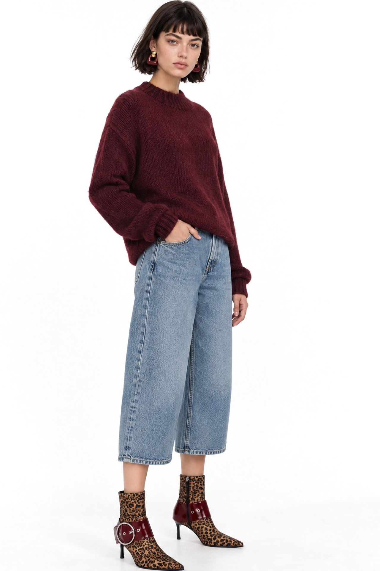 Mixray Relaxed Fit Crew Neck Thick Knit Sweater 4