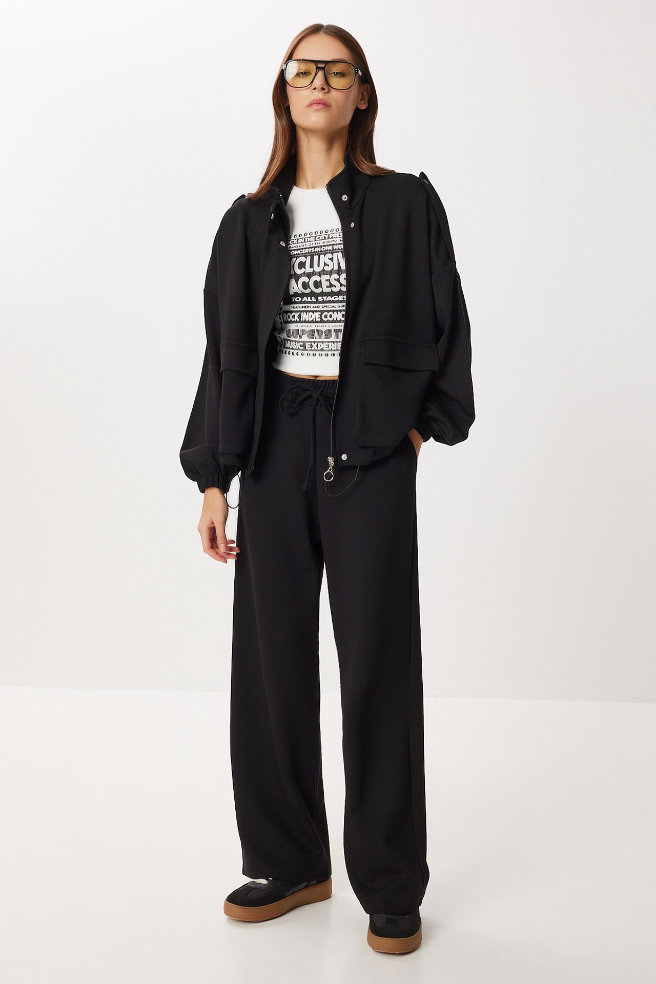 ISTANBUL Pocket Detail Jacket &  Wide Leg Pants Two-Piece Set 2