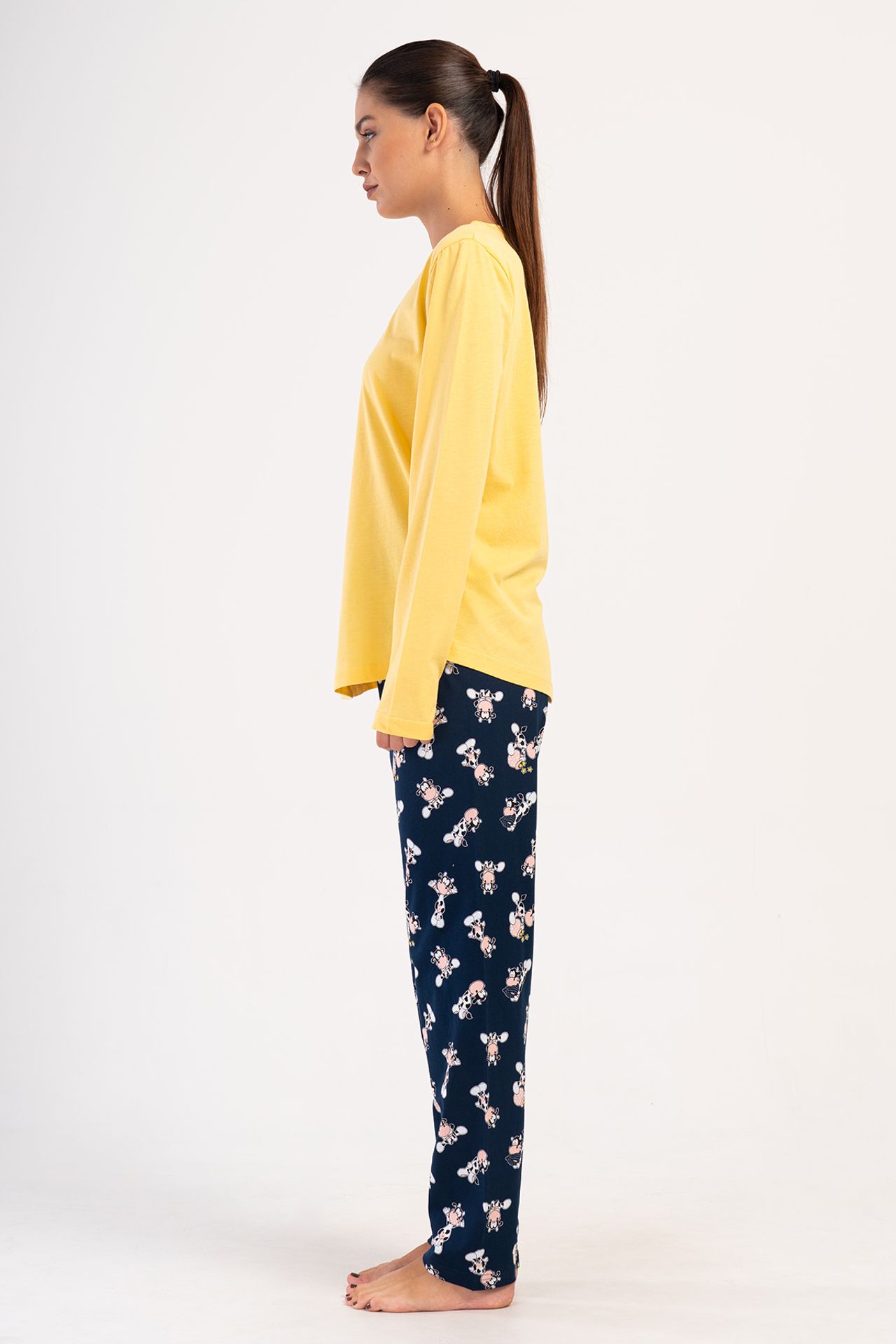 YAKE Bisiklet Yaka 2 Parçalı Pijama Takımı 2