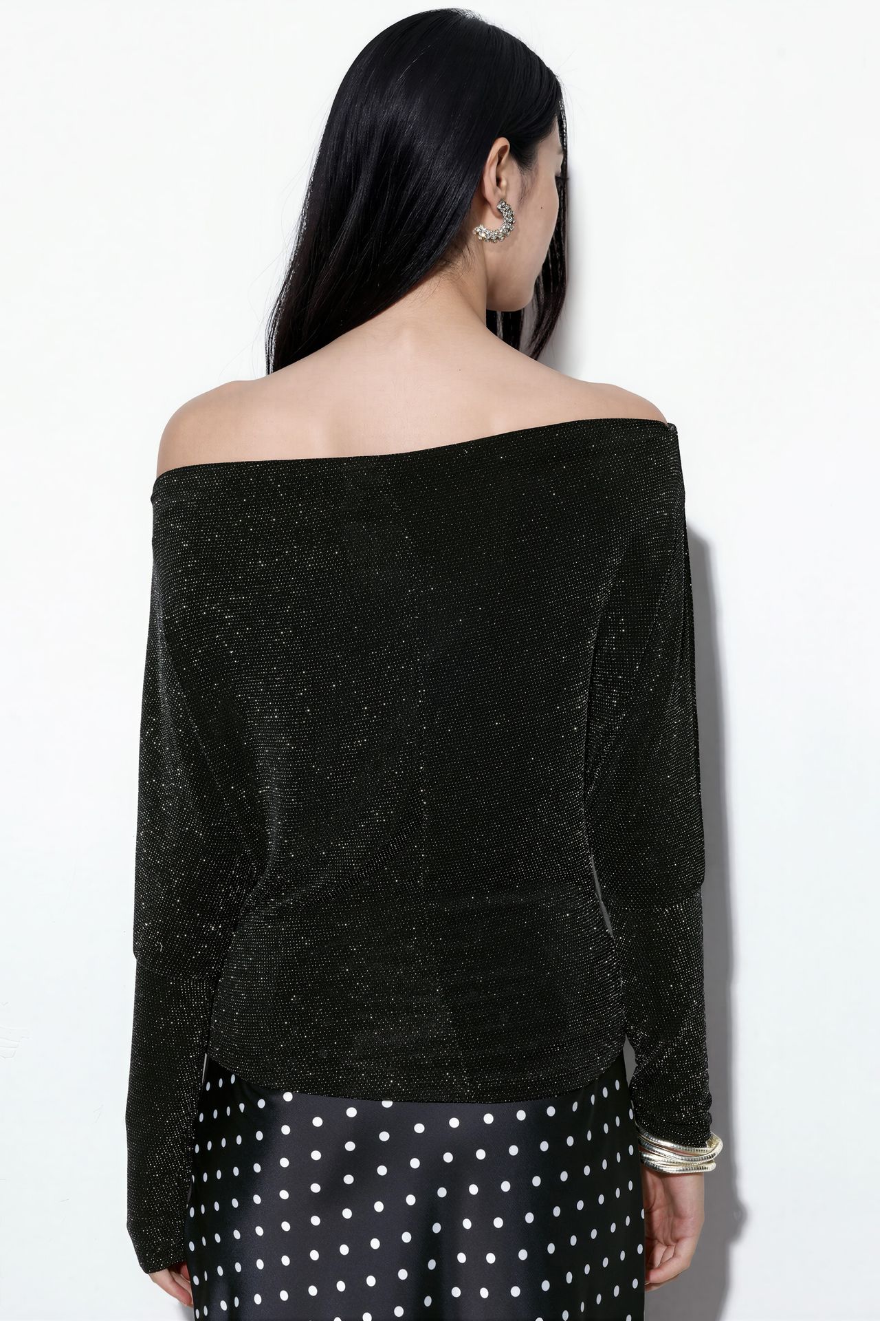 BUSEM Shiny Cowl Neck Long-sleeve Blouse 3