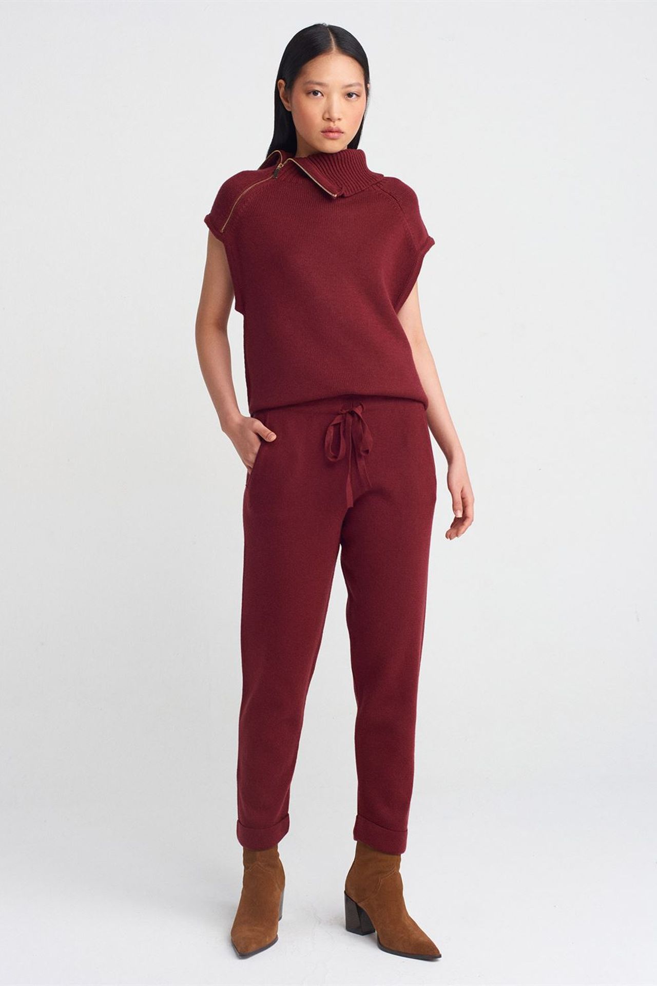 DILVIN Kadın Lurex Örme Jogger Pantolon 1