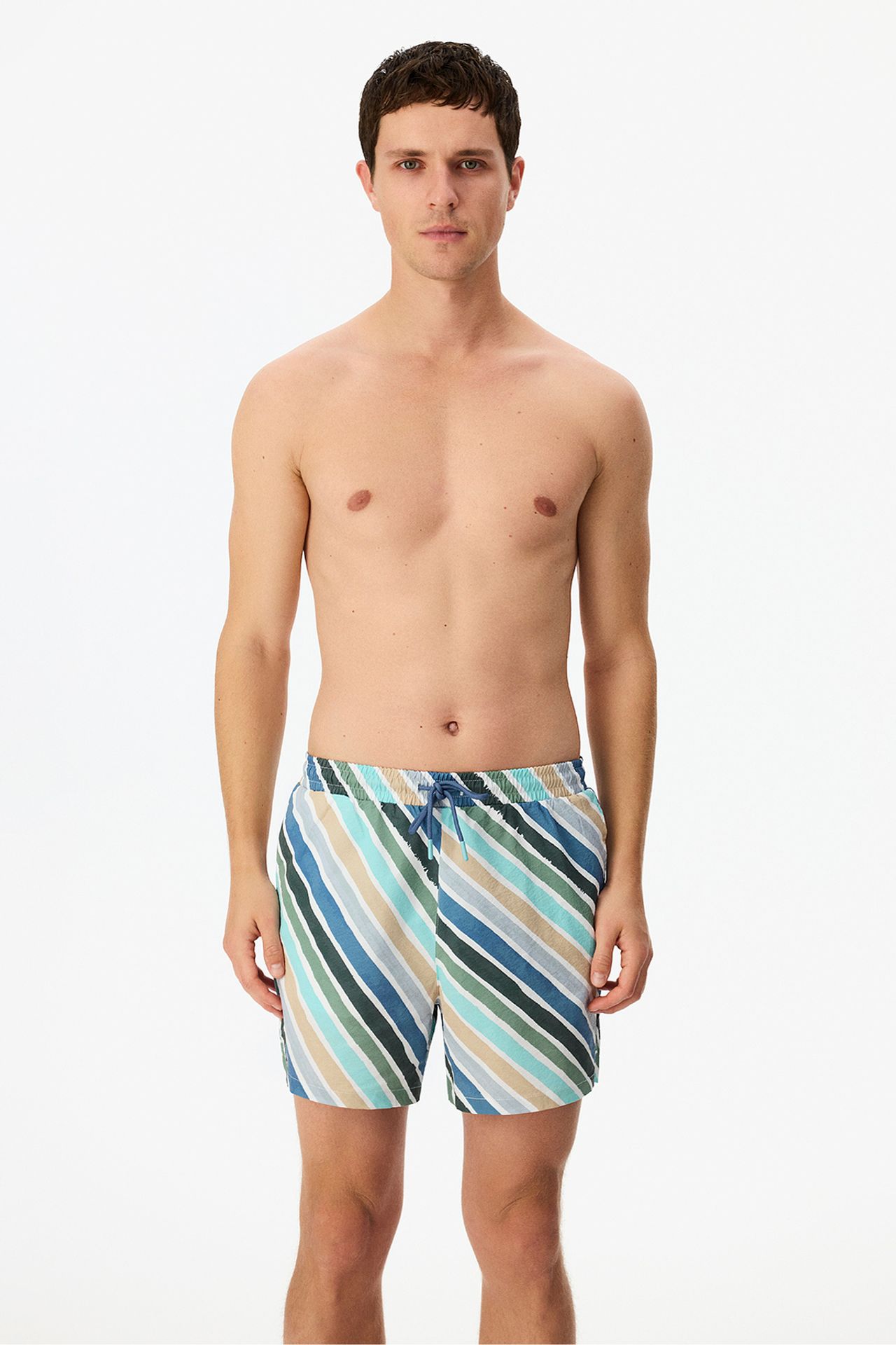 PENTI Men's Cros Line Striped Swim Shorts 1
