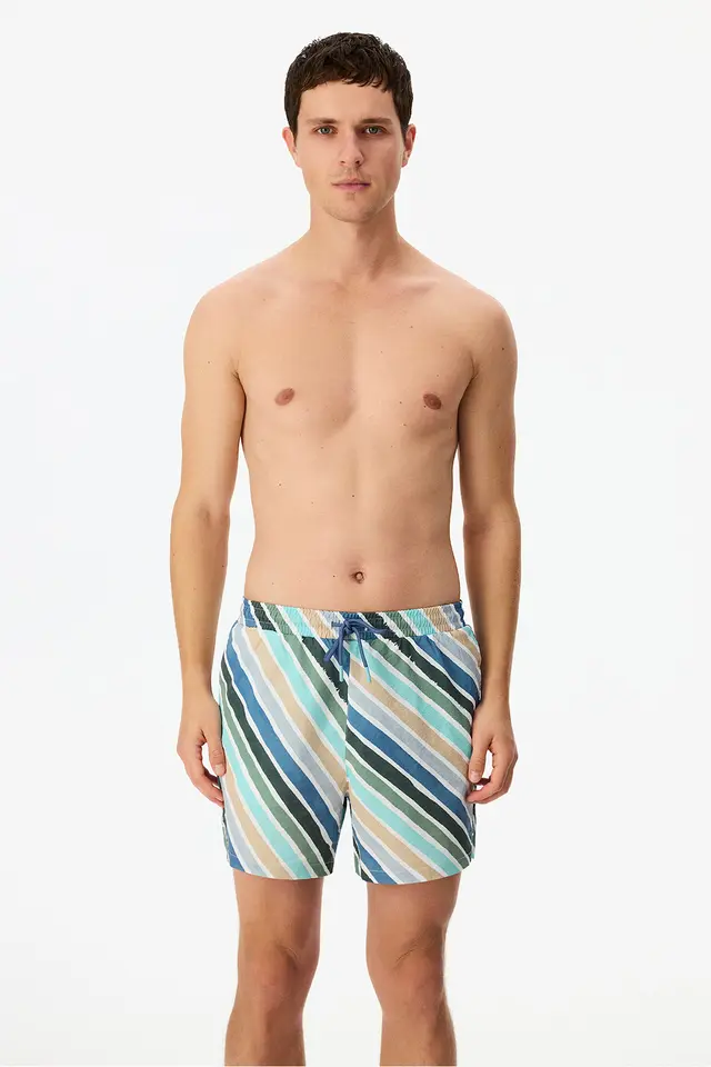 PENTI Men's Cros Line Striped Swim Shorts