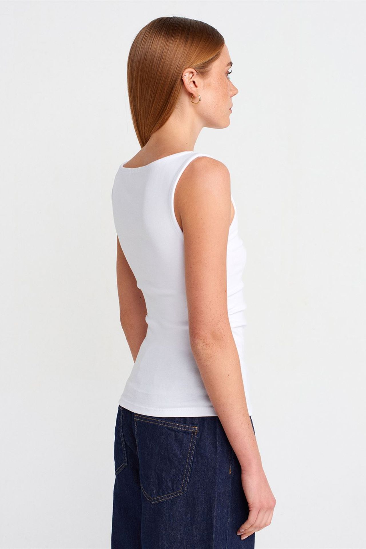 DILVIN Sleeveless Boat Neck Jersey Blouse 2