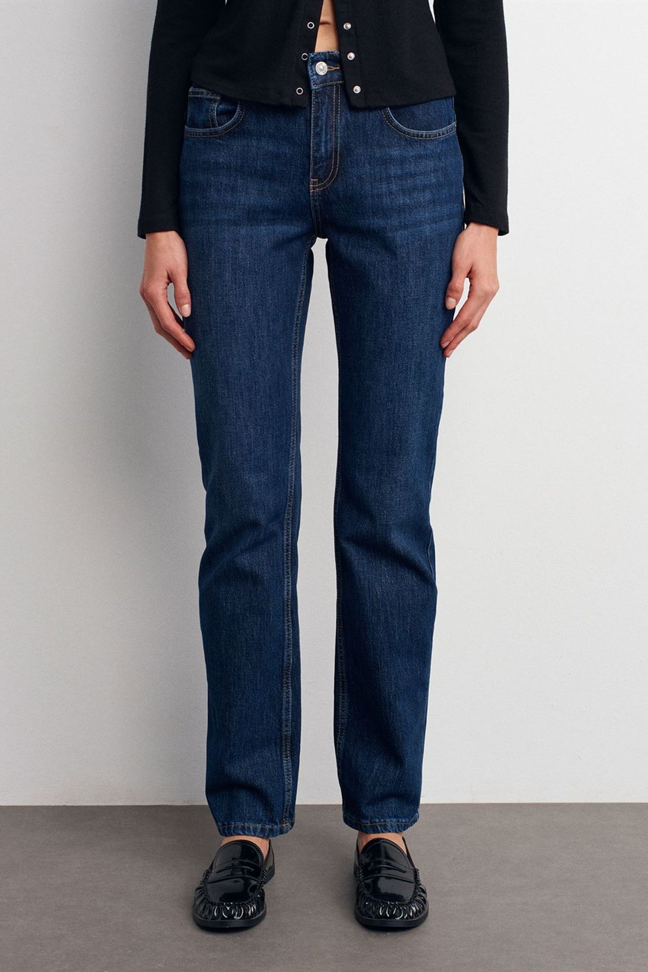 DILVIN Yüksek Bel Düz Paça Denim Pantolon 5