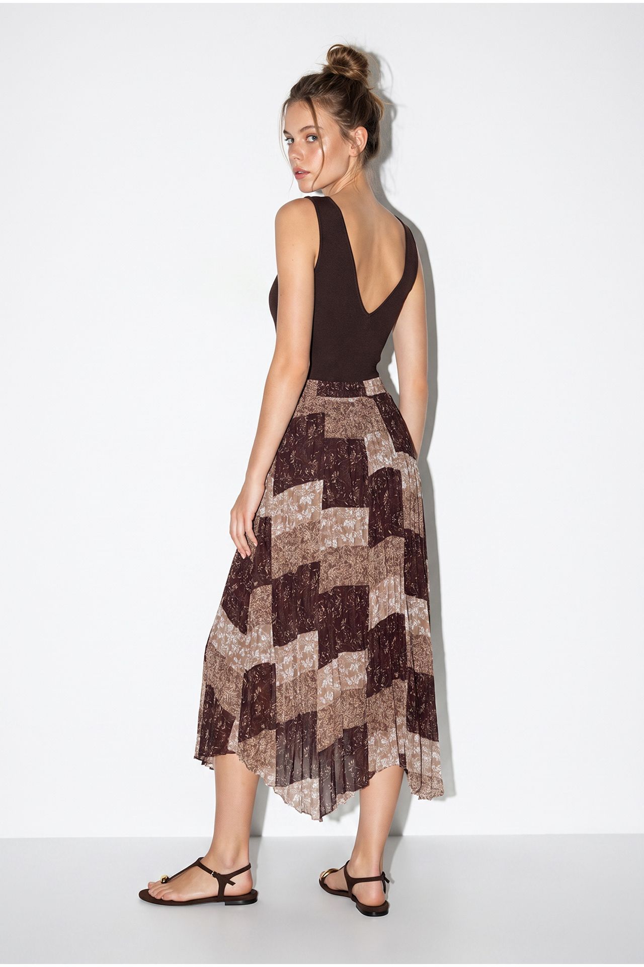 LUCCI High Waist Paisley Print Midi Skirt with Belt 5