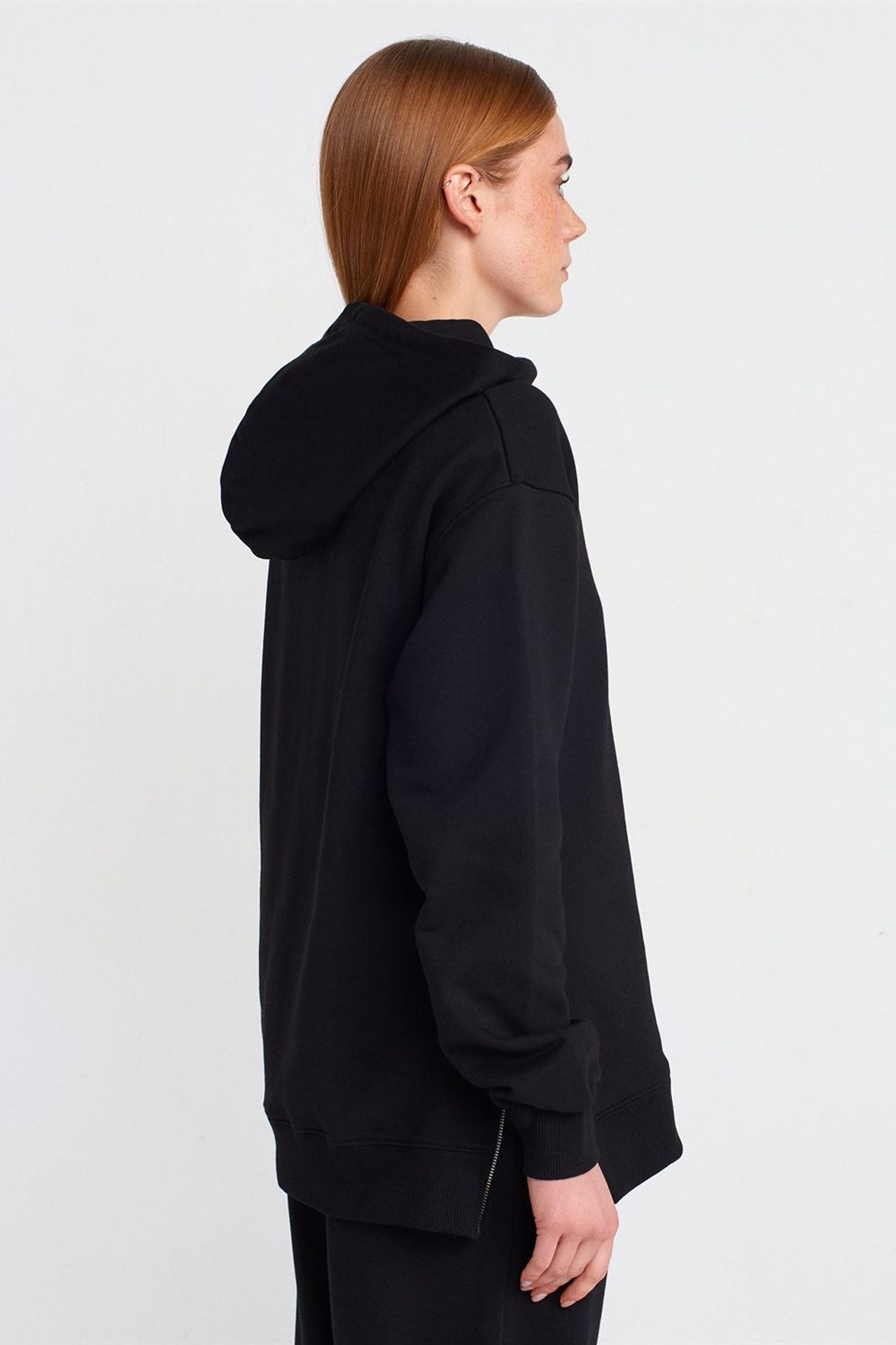 DILVIN Oversized Cotton Zip-Front Hooded Sweatshirt 2