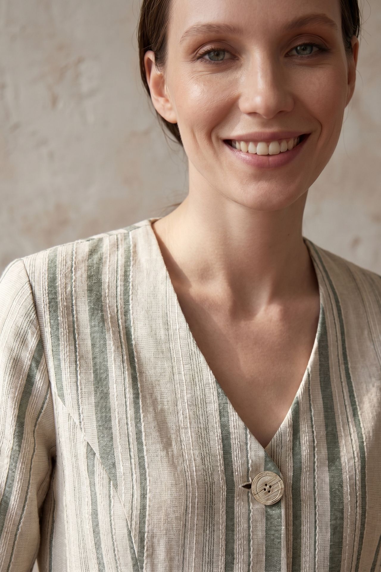 MY FASHION Striped belted poplin jacket 5