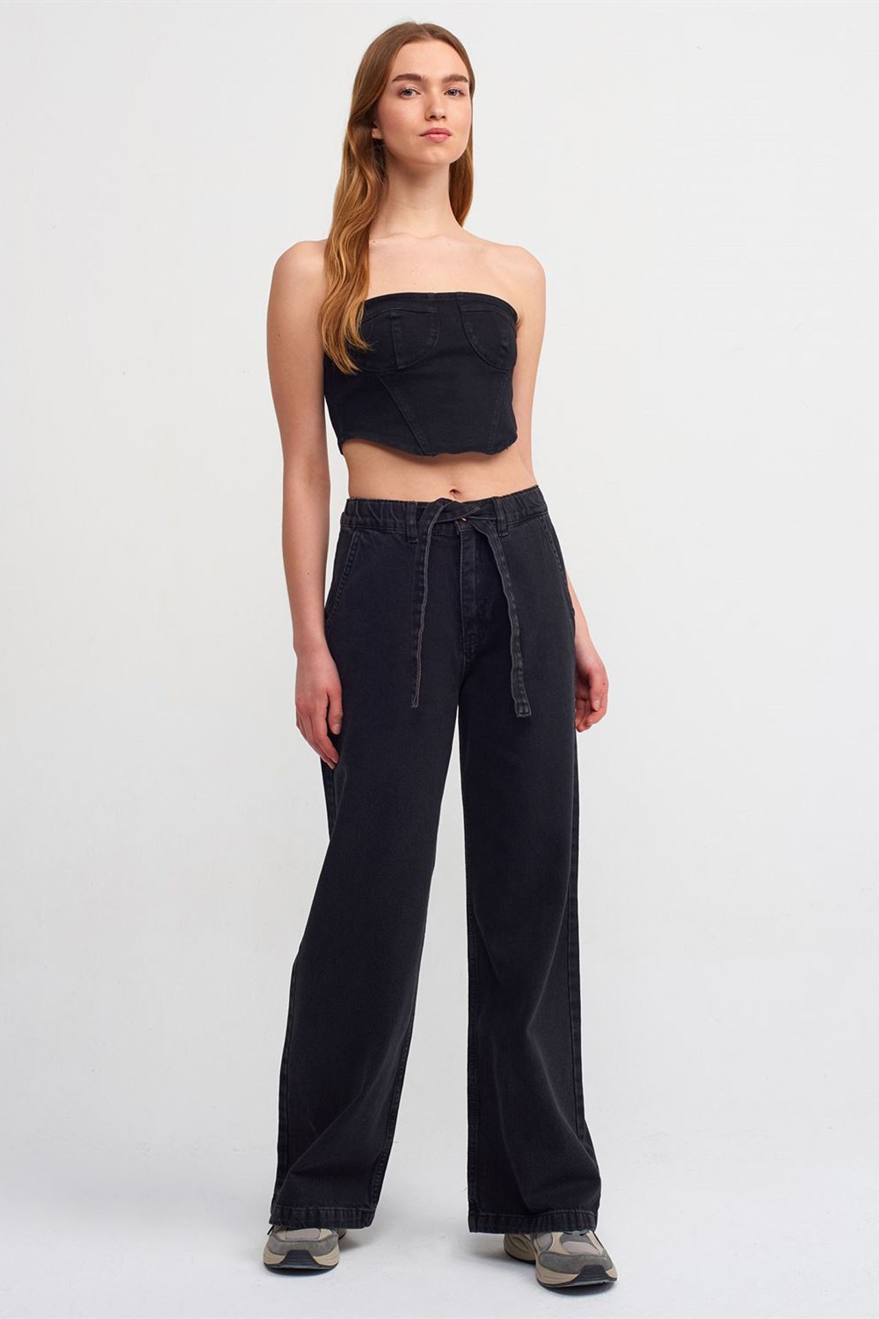 DILVIN Fitted Strapless Denim Crop Top 3