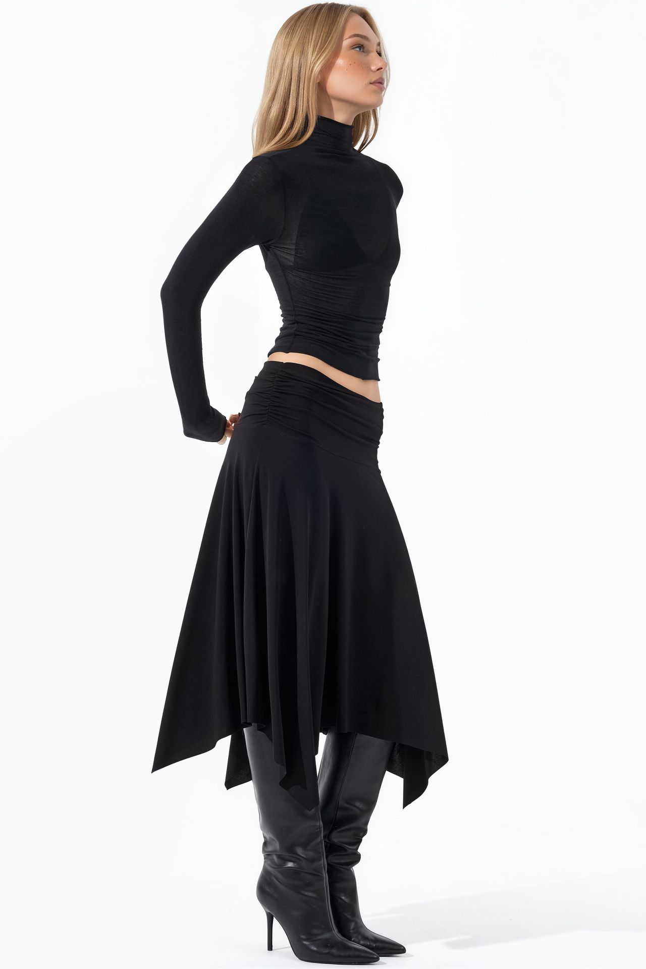BUSEM High Waist Maxi Skirt with Drape Detail 2