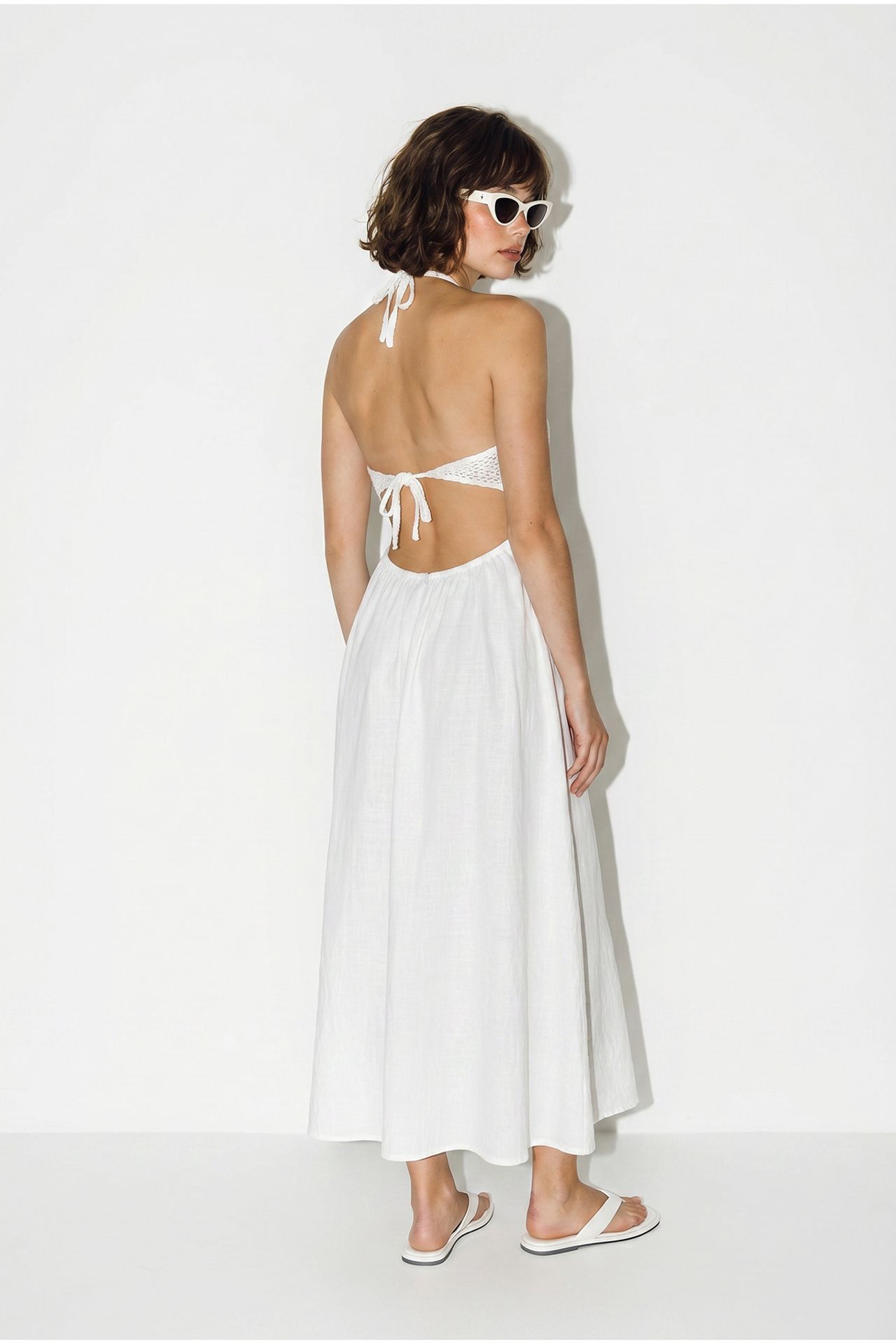 LUCCI Halter Lace A-Line Midi Dress 5