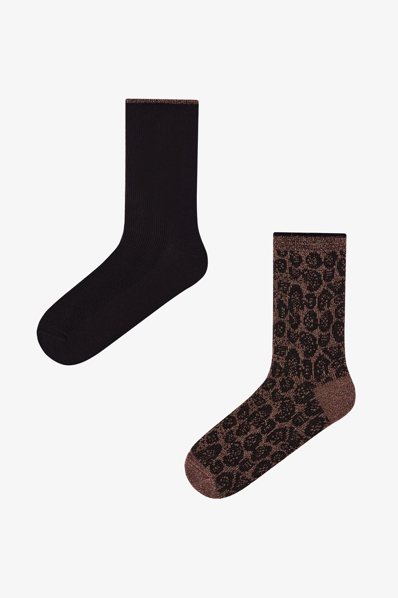 PENTI Shiny Leopard Cotton Lurex Pair Crew Socks 1